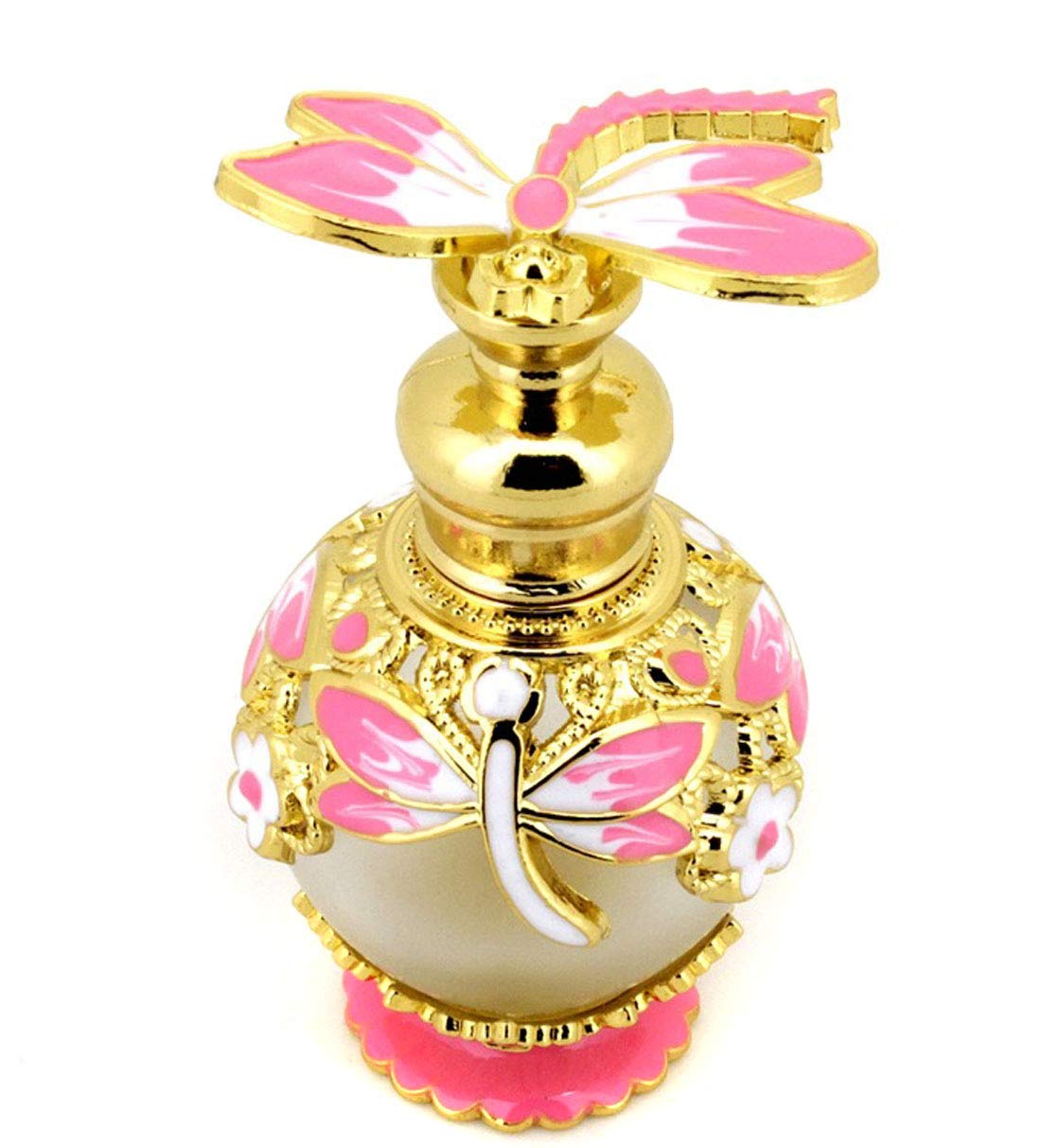 Suoirblss 0.5oz Boho Chic Decor Creative Perfume Bottle Metal and Glass Perfume Bottle Refillable Empty Aromatherapy Essential O