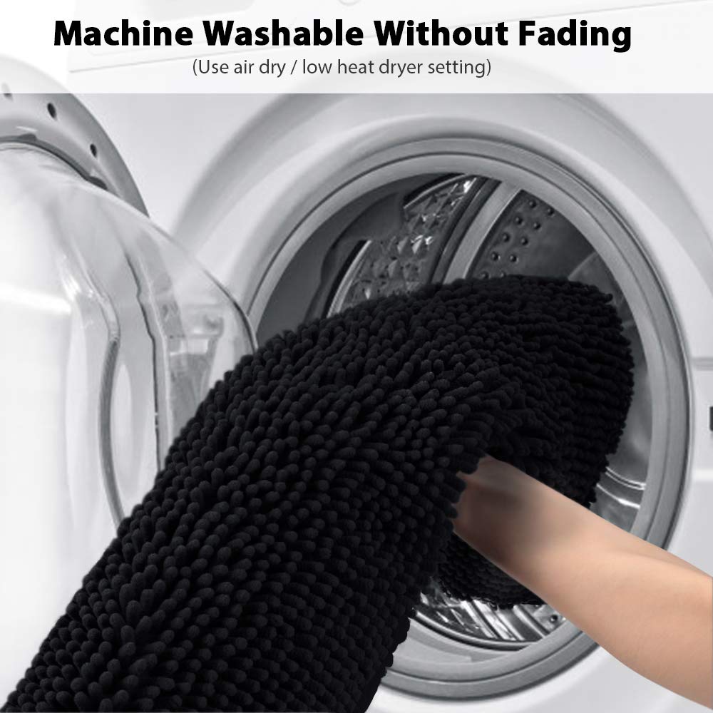 Secura Housewares Soft Microfiber Bathroom Rugs  47 x 28 Inches Non Slip Bath Mat for Door  Bathroom & Kitchen with Water Absorbent  Machine Washable (Black)