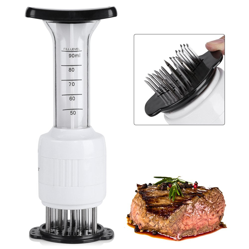 Meat Tenderizer Needle And Meat Injector, Meat Tenderizer Needle Injector Marinade Steaks Flavor Syringe Cook Kitchen Tool