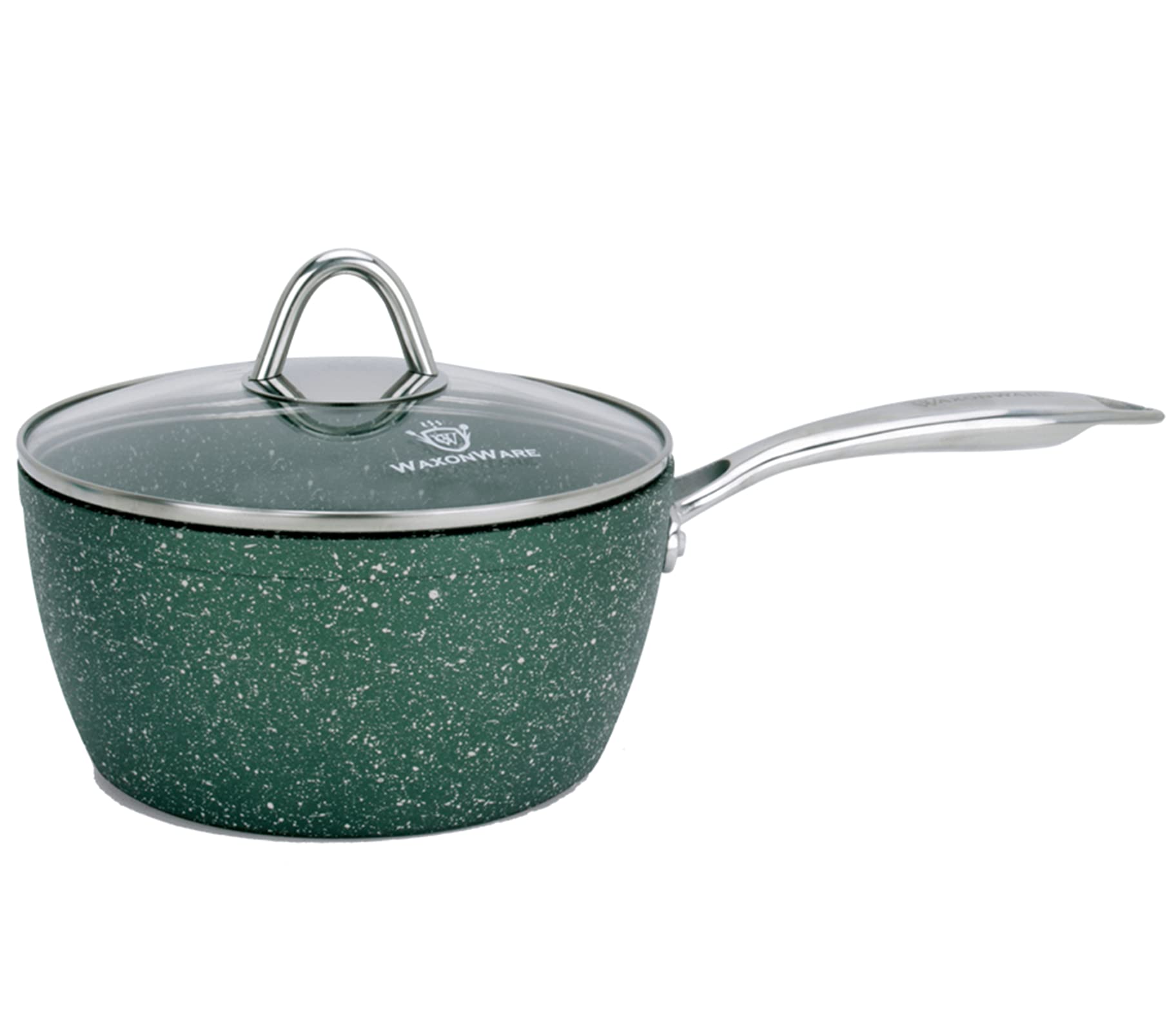 Waxonware 2.5 Quart Stone Nonstick Saucepan With Glass Lid, Scratch Resistant Non Toxic Apeo Pfoa Free Nonstick Cookware Cooking