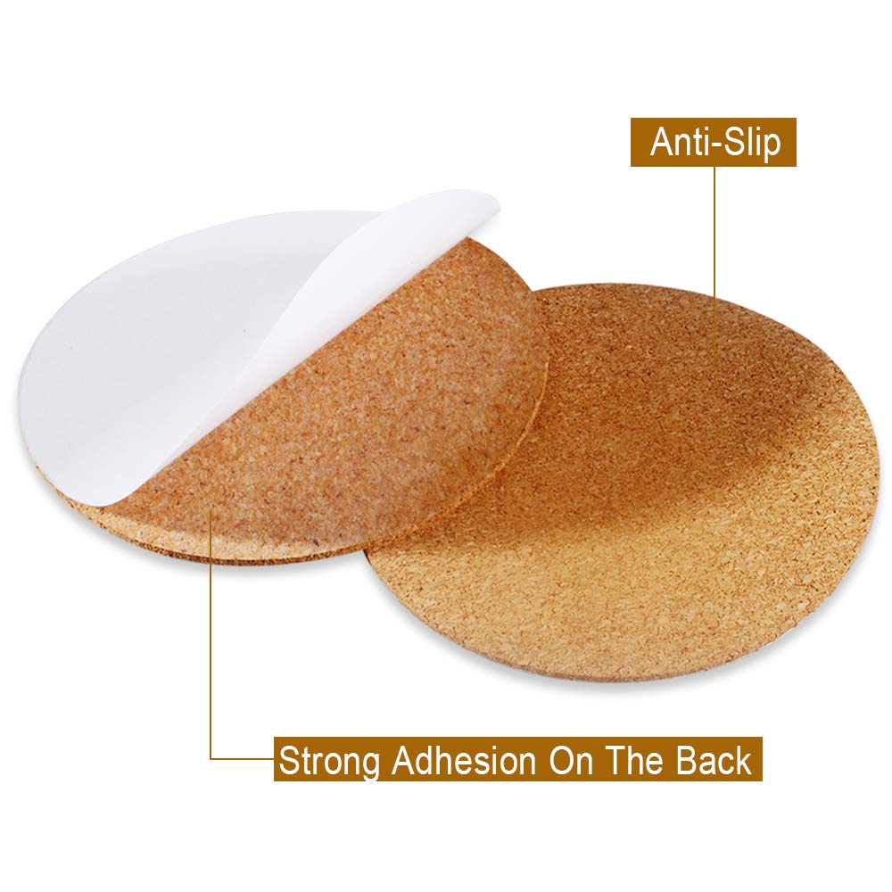 30 Pack Self-Adhesive Cork Round 4    Cork Tiles Cok Bcking Sheets Cork Coasters Round For Diy Crafts