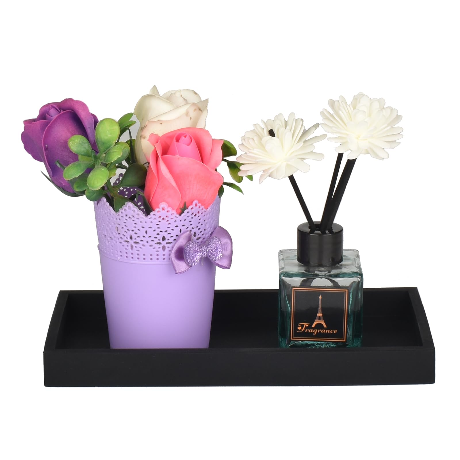 Dnc Bathroom Vanity Tray For Counter, 2Pc 7.9'' Silicone Kitchen Sink Soap Tray For Countertop Dish Holder Dispenser Toilet Tank