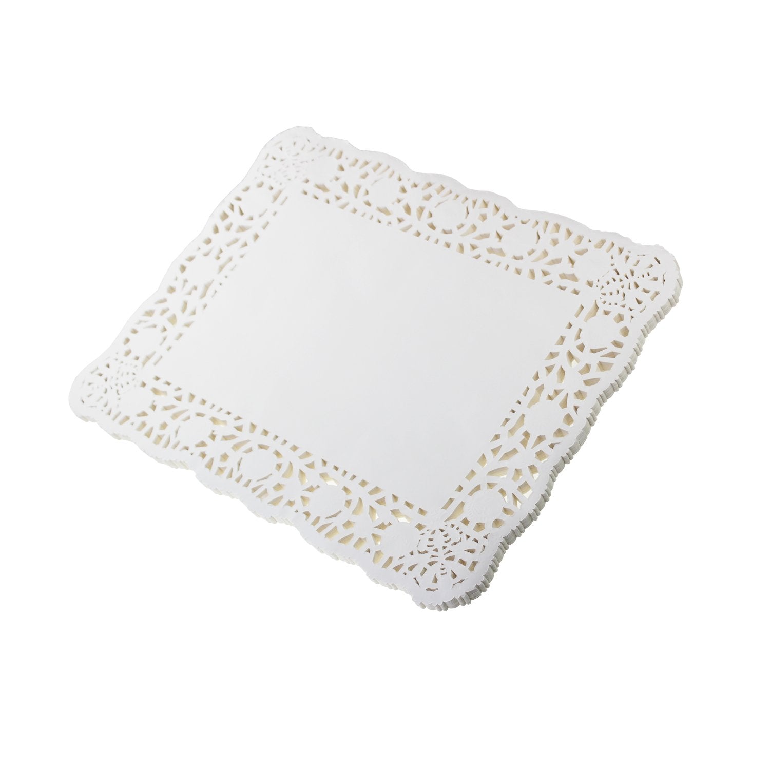 LJY 100 Pieces White Lace Rectangle Paper Doilies Cake Packaging Pads Wedding Tableware Decoration (12 x 16)