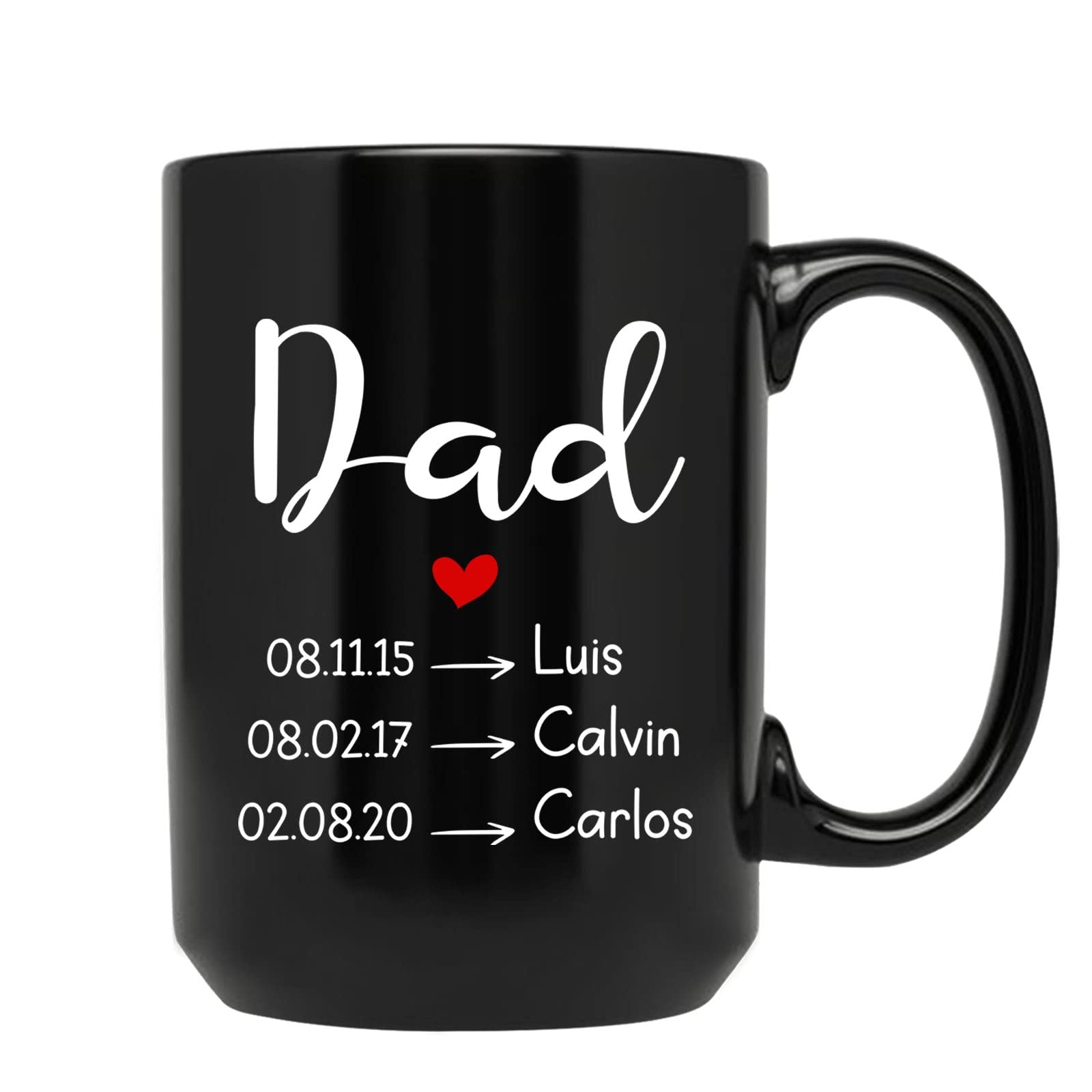 Dad And Kids Coffee Mug, Custom Dad Mug With Date & Names, Gifts Ideas for Papa, Dad, Daddy, Personalized Gifts for New Father,