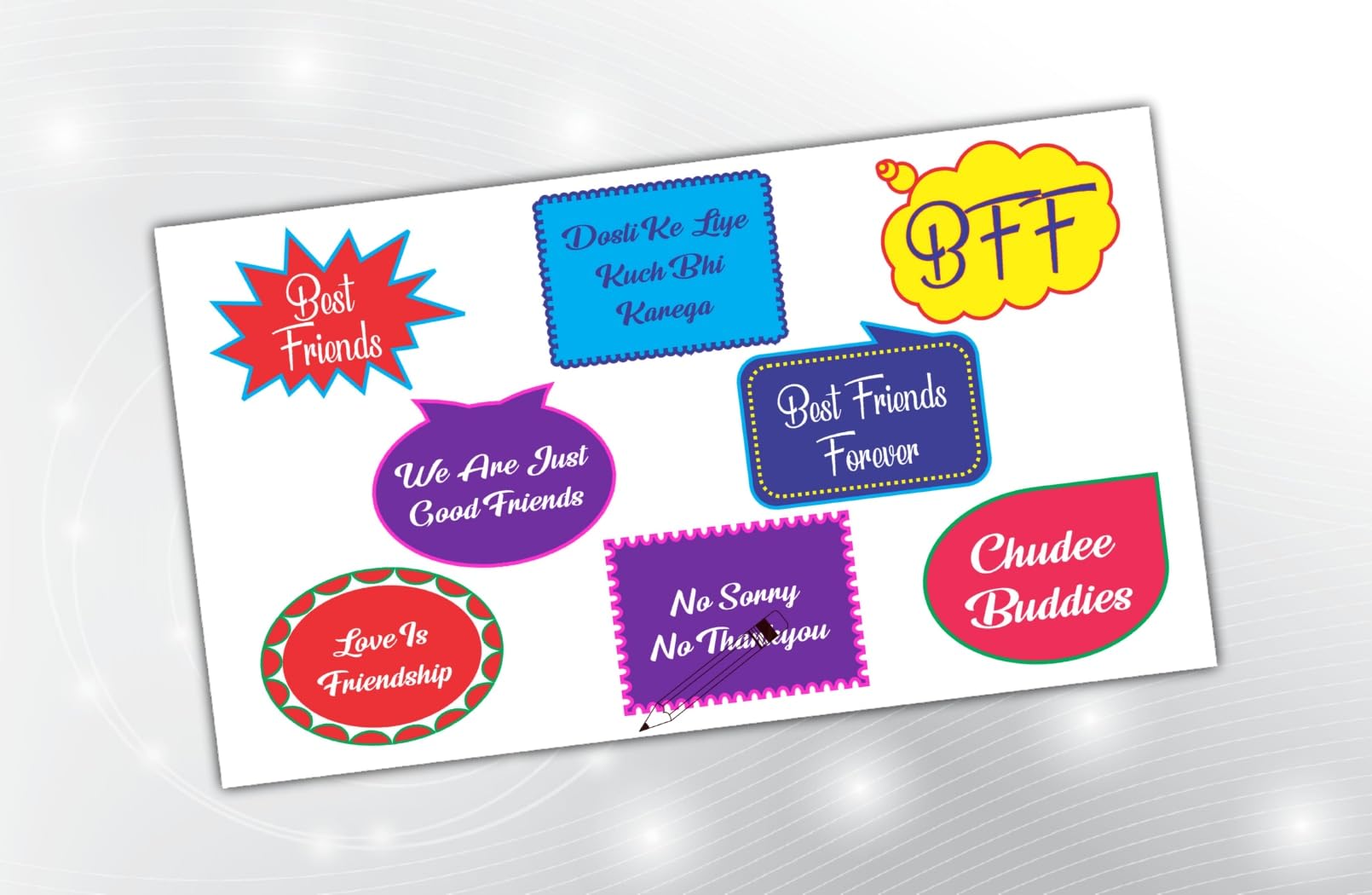 PartyStuff Friendship Theme Props  Friendship Speech Bubbles (8 Cards)