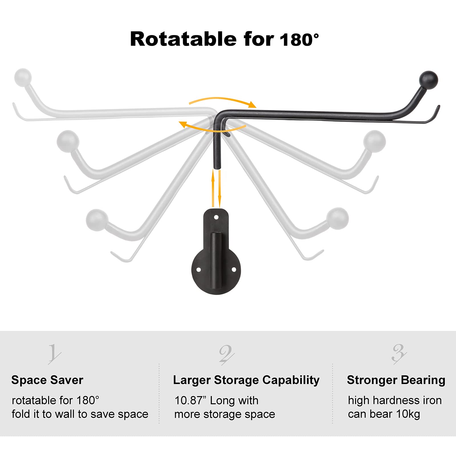 Mkono Wall Mounted Clothes Hanger Rack With Swing Arm Holder Valet Hook Metal Hanging Drying Rack Space Saving For Closet Organi