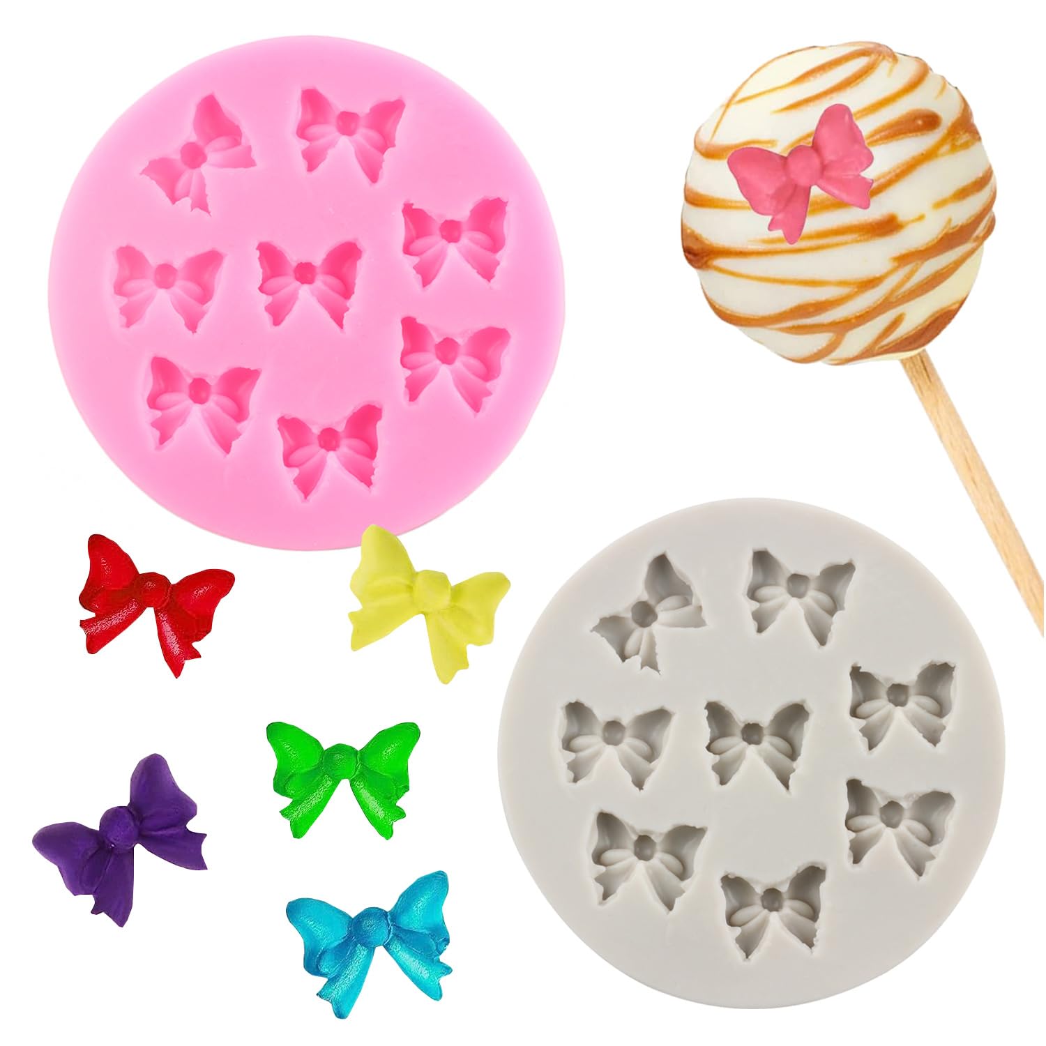 Rfghac Mini Bow Silicone Molds Bowknot Fondant Chocolate Mold For Cake Decorating Cupcake Topper Candy Gum Paste Polymer Clay Se