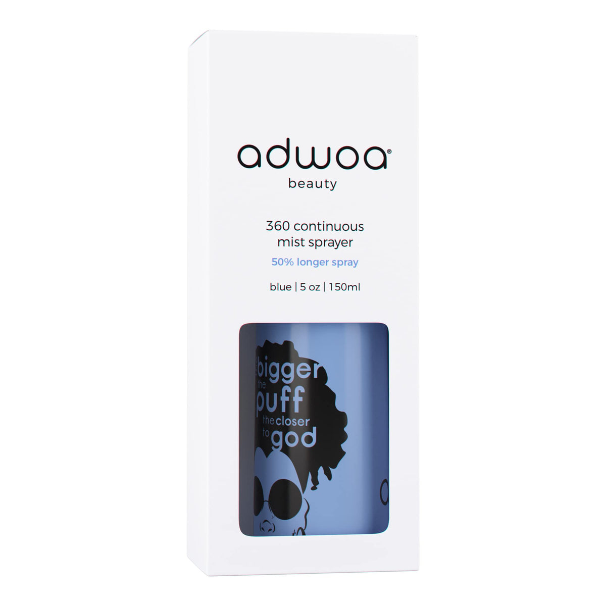 Adwoa Beauty Blue Custom Continuous Ultra Fine Mist Spray Bottle, Multi-Tasking For Hair, Skin, Home, Pet Care And More, Refilla