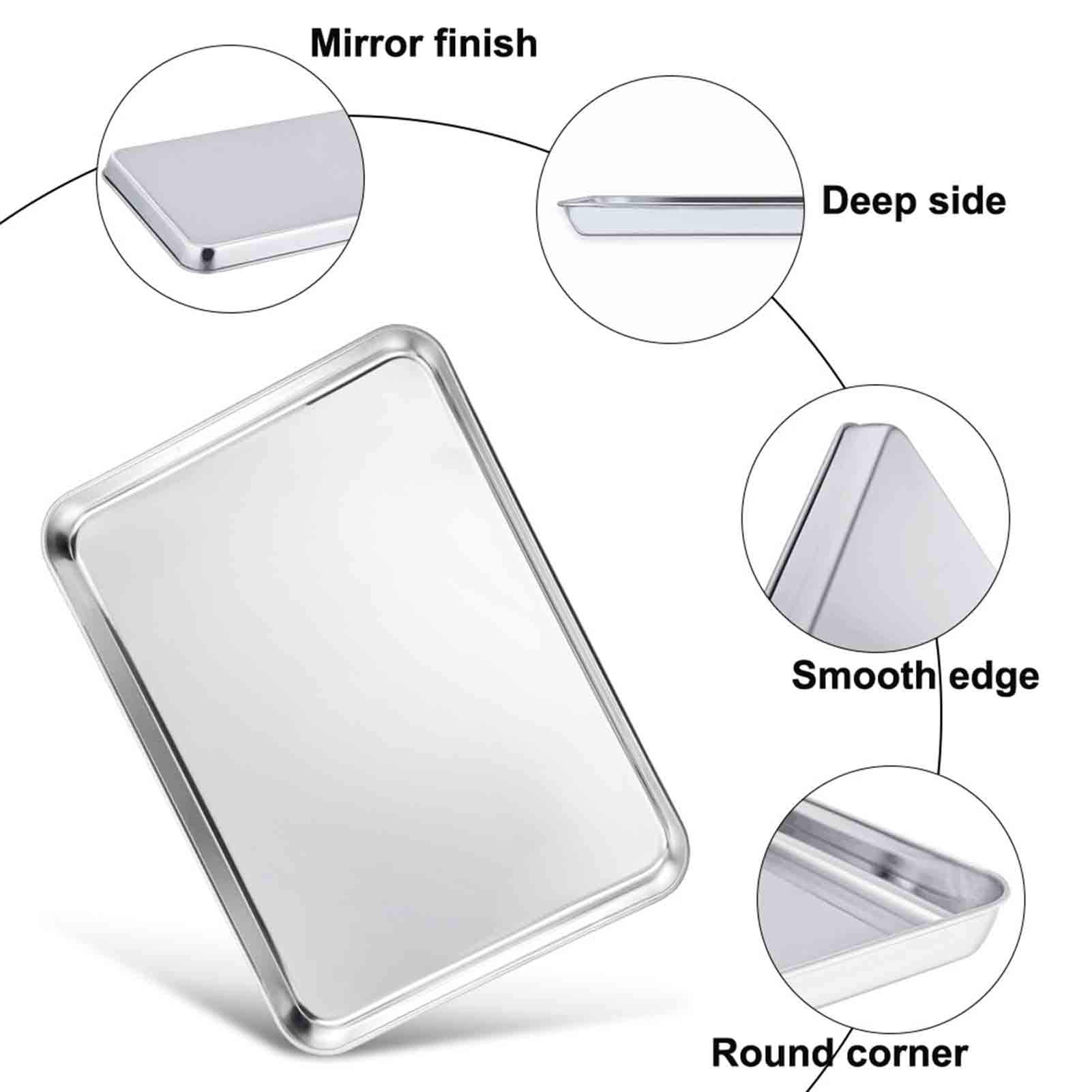 Teamfar Baking Sheet With Rack Set, 20 & 16 & 12, Stainless Steel Cookie Sheet Baking Pans With Cooling Roasting Racks, Non Toxi