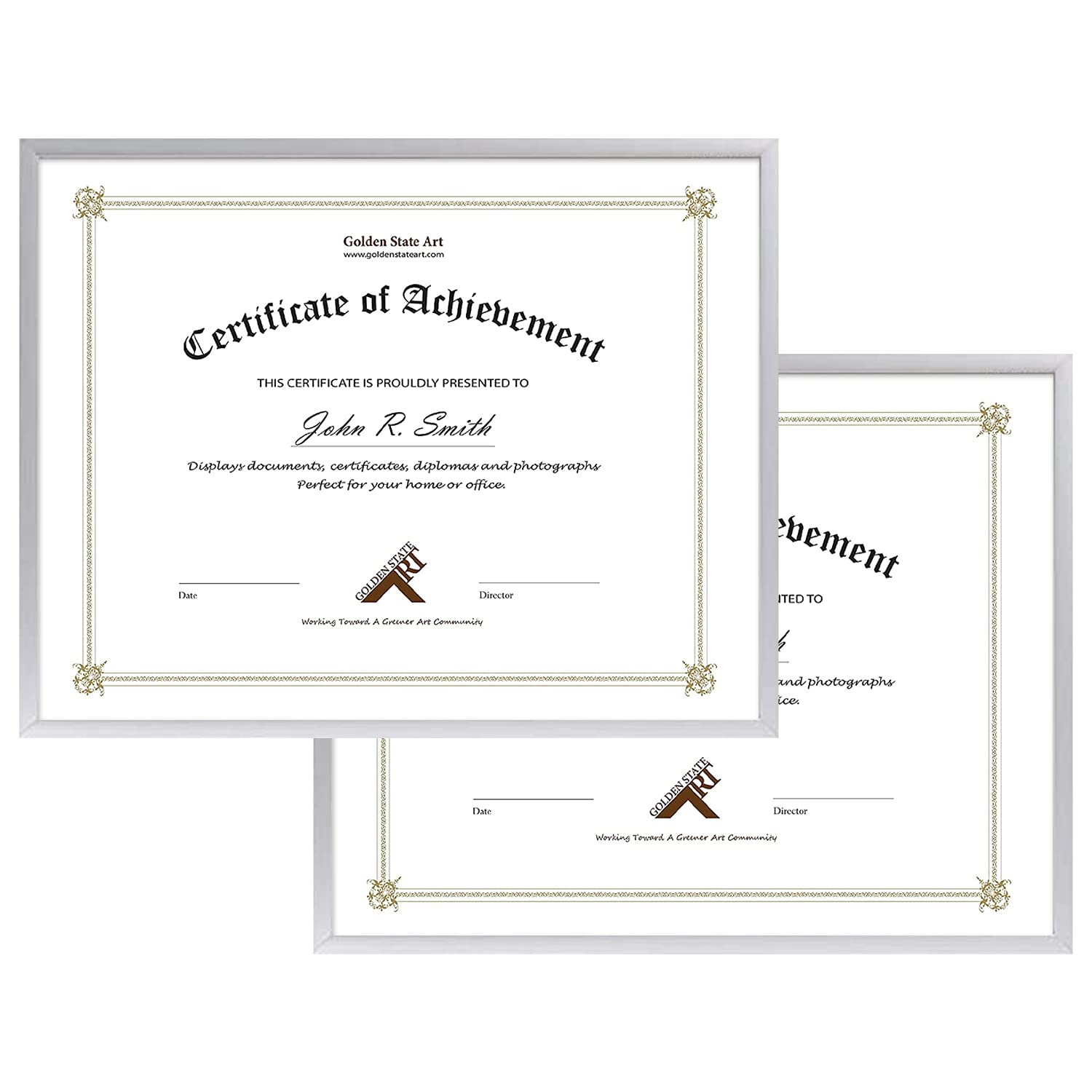 Golden State Art, 8.5x11 Picture Frame Certificate Document Frames with High Definition Real Glass, Wall & Tabletop Degree Frame