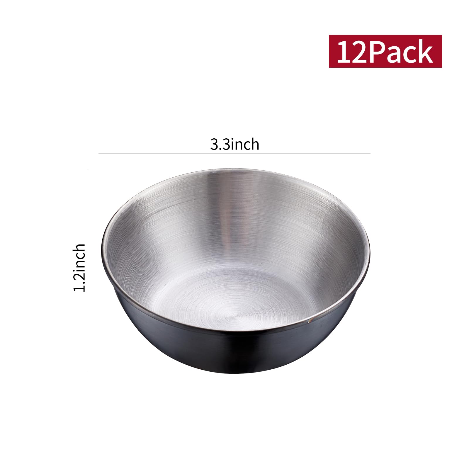 Onlycooker 12 Piece Sauce Cup Condiment Cups 3.2 Inch 3 Oz Black Stainless Steel Sauce Dish Dipping Bowl Small Seasoning Round S