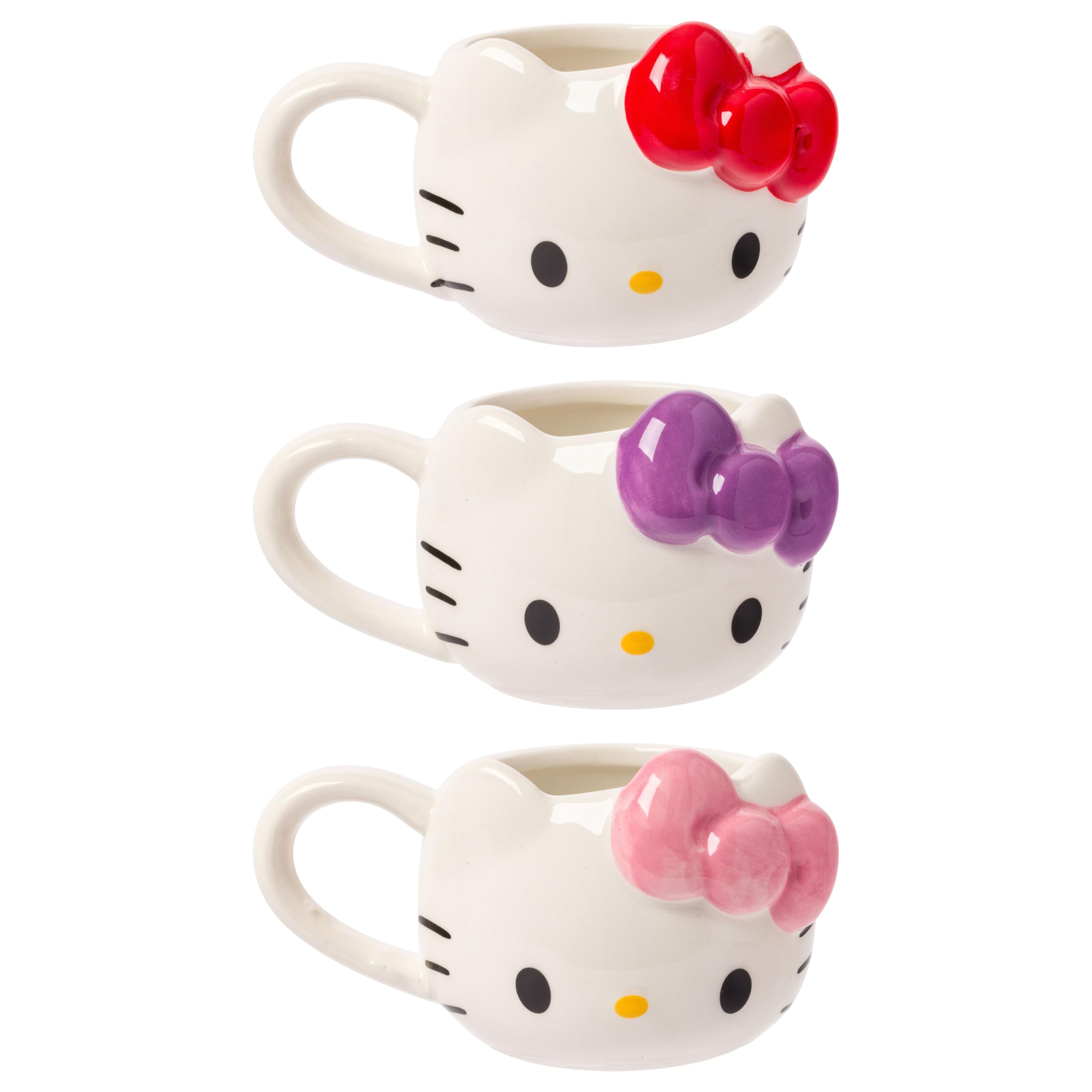 Silver Buffalo Sanrio Hello Kitty Bows, 3D Sculpted Mini Cup Set, 3.5oz
