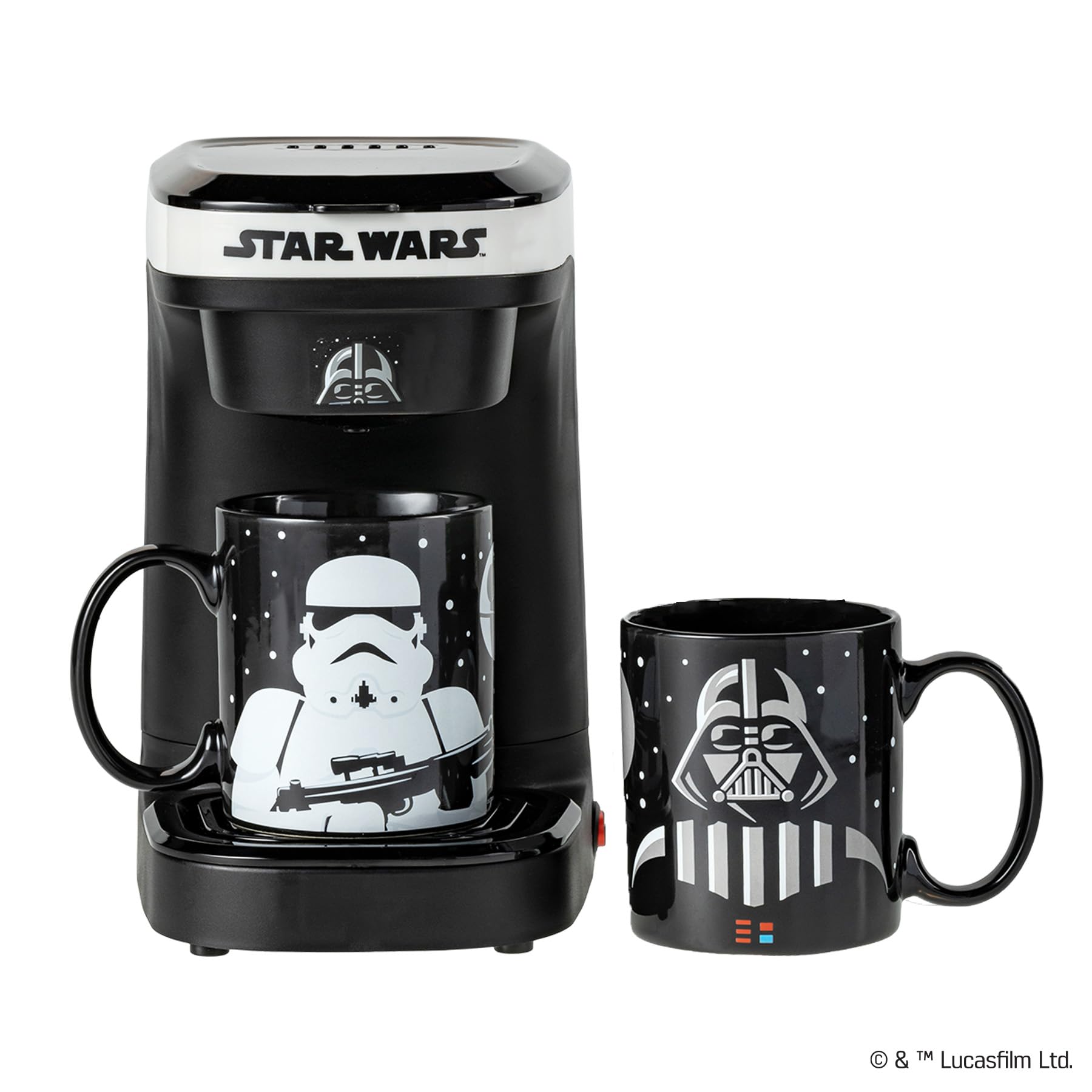 Uncanny Brands Star Wars Darth Vader And Stormtrooper Single Cup Coffee Maker Gift Set With 2 Mugs