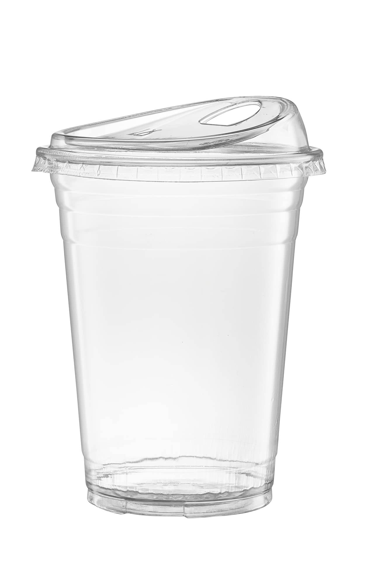 Comfy Package [16 Oz. - 50 Sets Crystal Clear Plastic Cups With Strawless Sip-Lids