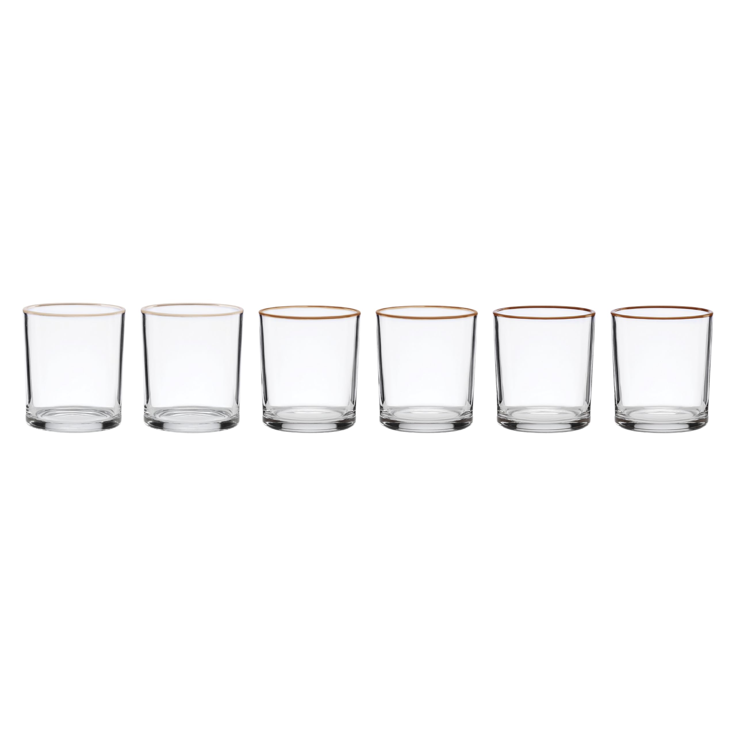 Oneida Glassware, 24 Seven Colors Sunbaked Medium Tumbler, Set of 6, 13.5-Ounce Capacity, Made of Glass, Dishwasher Safe Tumbler