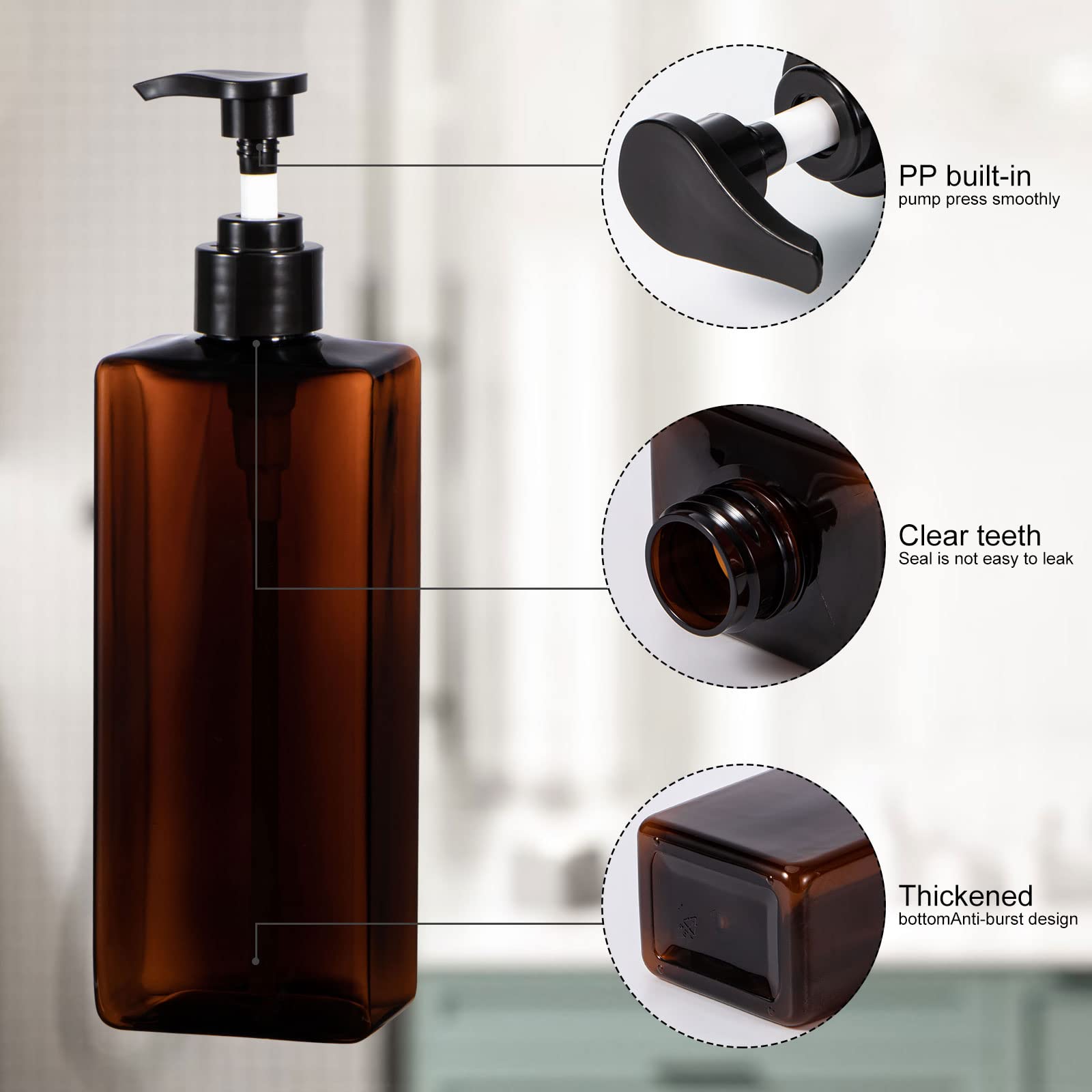 Pump Bottles For Liquids, Yebeauty 2Pcs Shower Pump Bottles 17Oz 500Ml Empty Pump Bottle Lotion Soap Dispenser Liquid Container