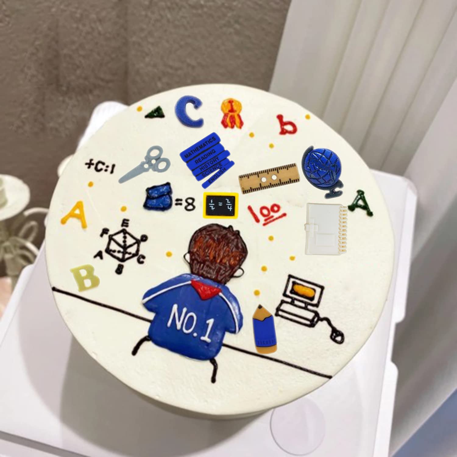 Mujiang Back To School Silicone Molds School Bag Book Crayon Scissor Drawing Palette Ruler Fondant Mold For Cupcake Topper Cake