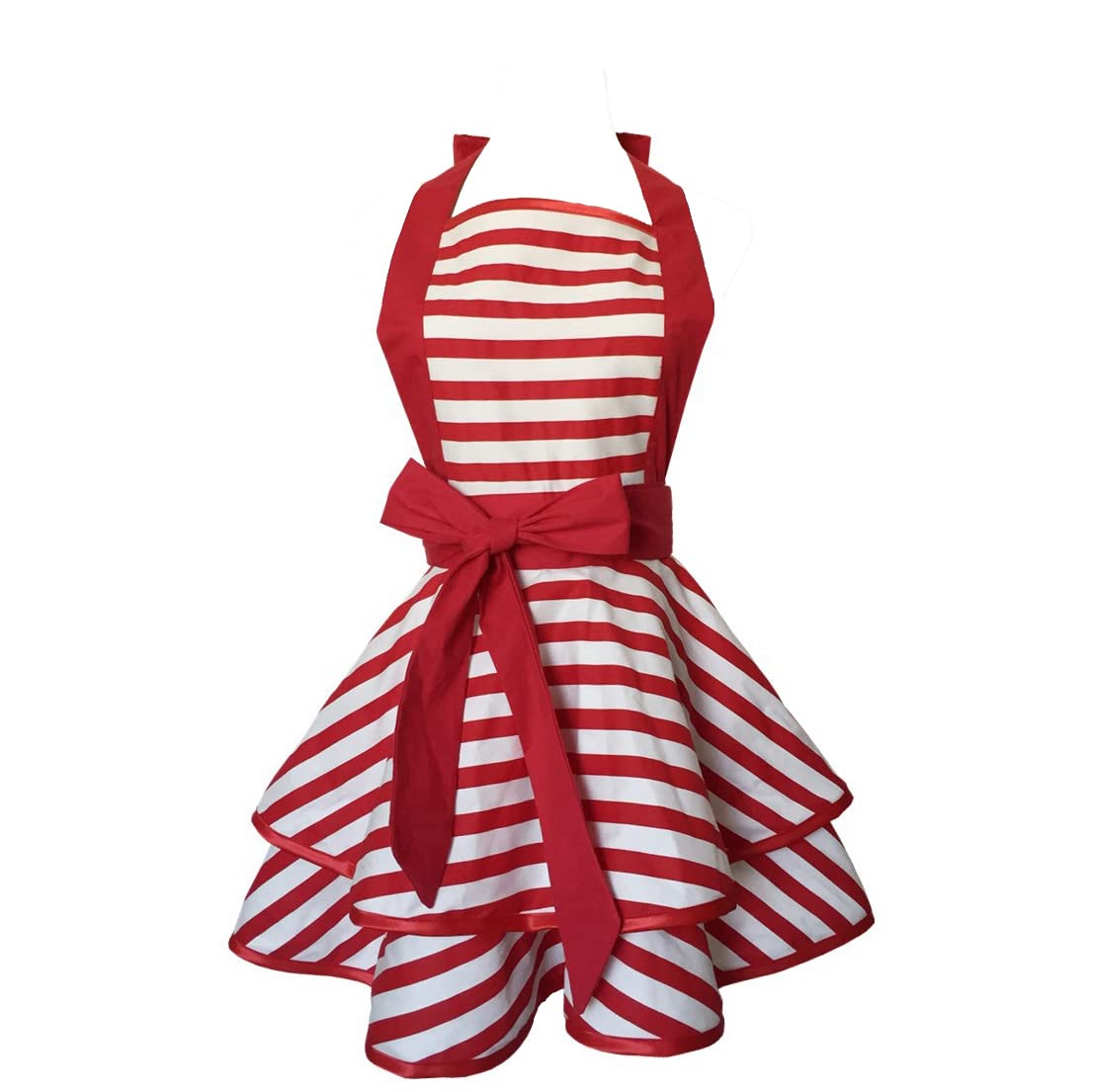 Hyzrz Lovely Handmade Cotton Retro Aprons For Women Girls Cake Kitchen Cook Apron For Mother 'S Gift (Red)