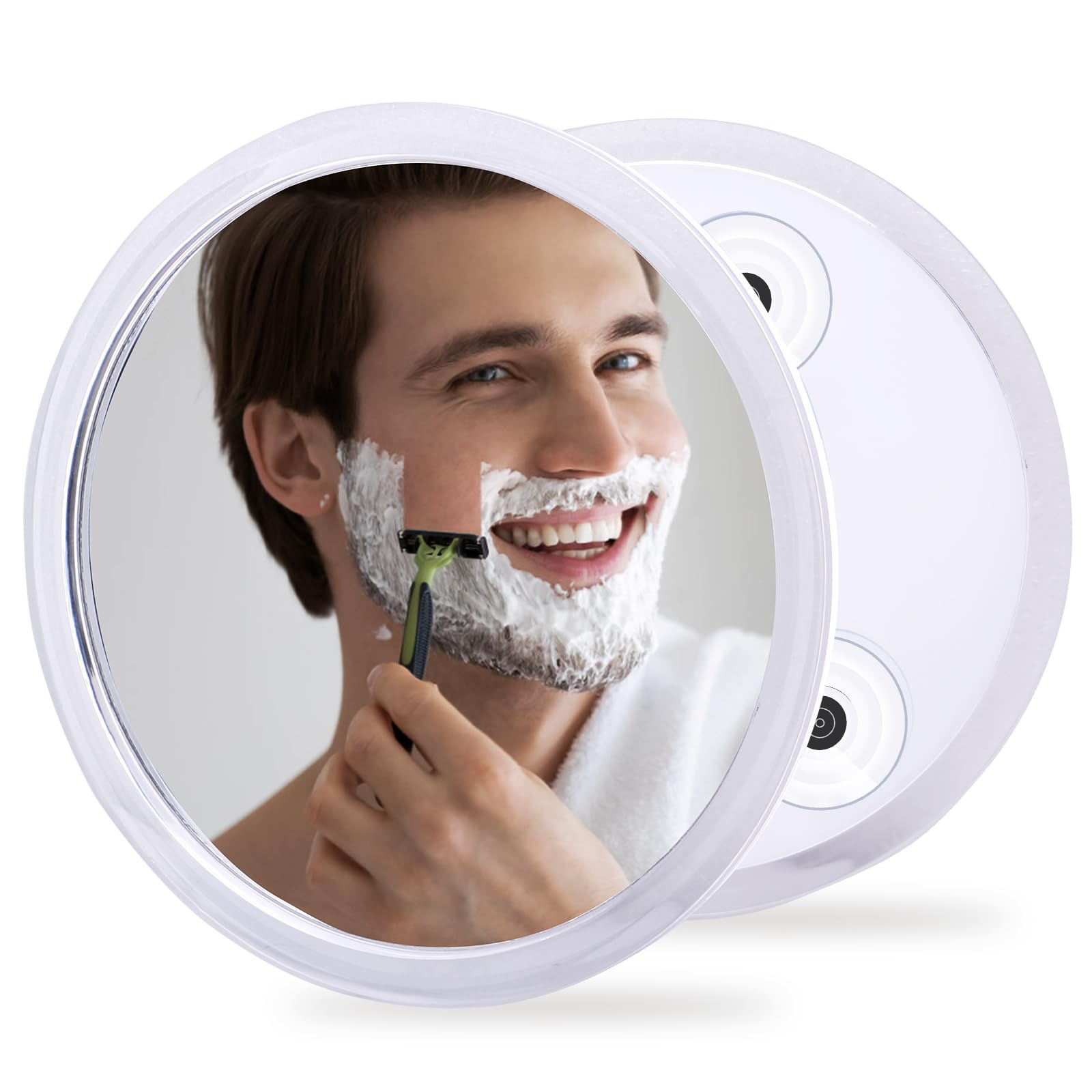 Yohumk Fogless Shower Mirror For Shaving And Makeup With 3 Removable Powerful Suction Cups, Shatterproof Anti Fog Mirror For Sho