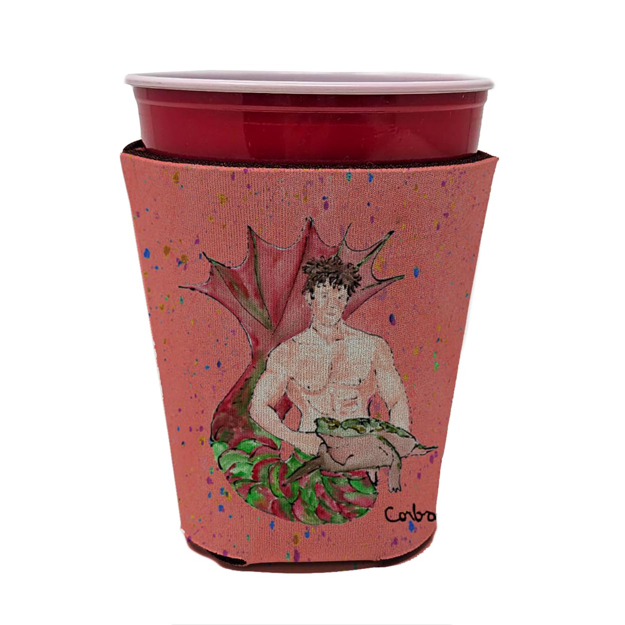 Merman Brunette Hair Merman Red Solo Cup Beverage Insulator Hugger