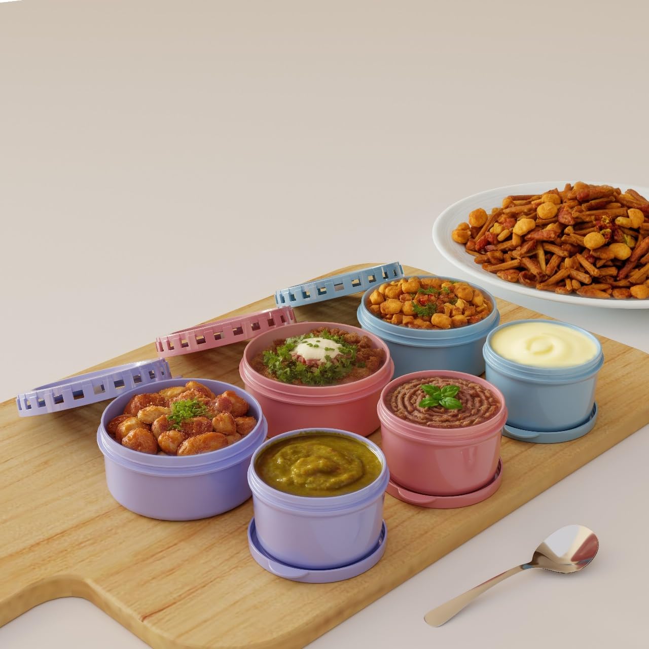 Clazkit Bpa Free Plastic Round Containers Pack Of 6 | Airtight & Leakproof | Microwave & Dishwasher Safe | Stackable Containers 