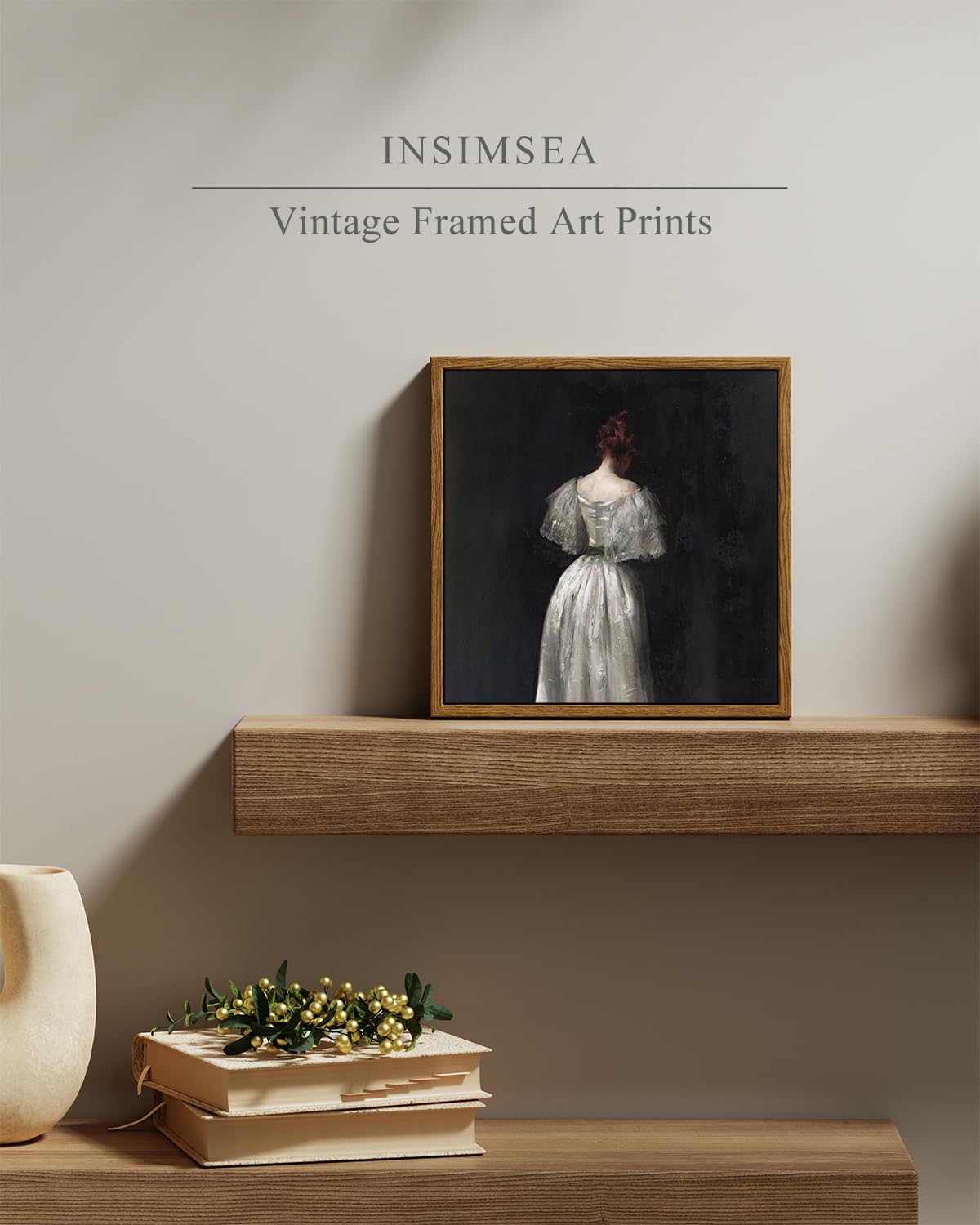 Insimsea Square Framed Canvas Wall Art, Seventeenth Century Lady Portrait Paintings, Classical Women Wall Pictures For Bedroom B