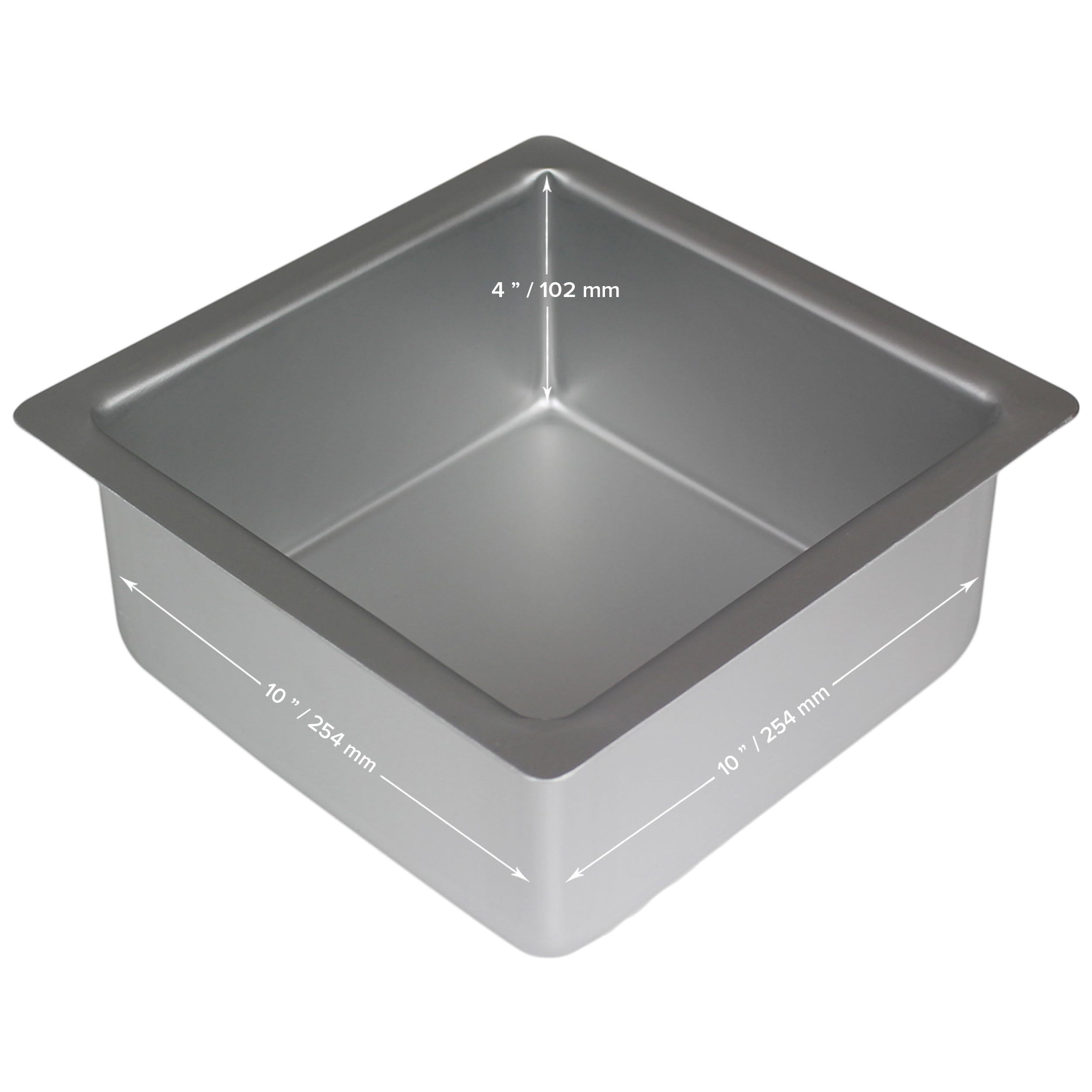Pme Professional Aluminum Baking Pan, Square 10 X 4, Standard, Silver
