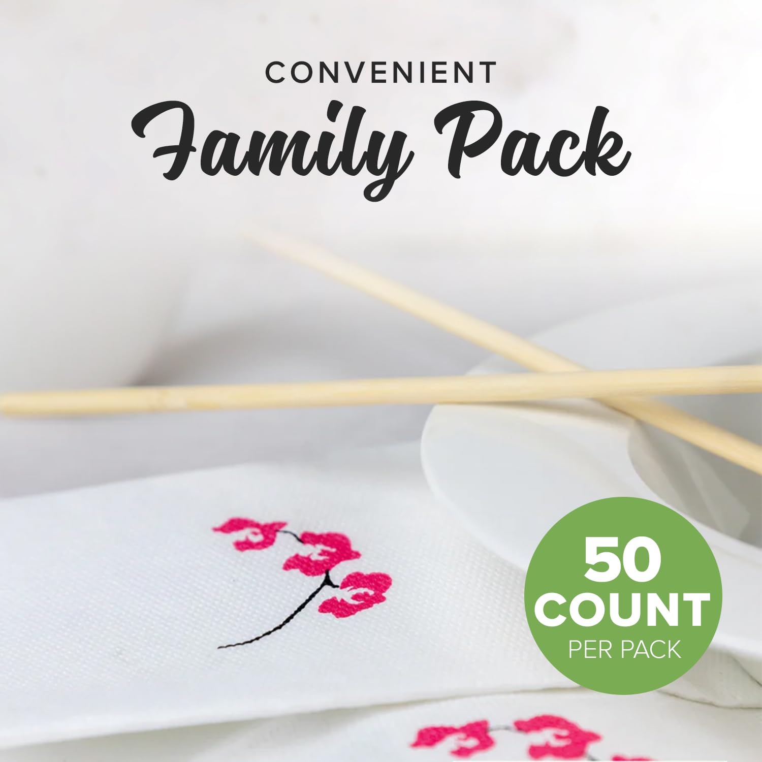 SimuLinen ClassicPoint White Disposable Dinner Napkins - Everyday Paper Napkins & Biodegradable Nice Napkins for Parties  Showers  Luncheons - White With Pink Orchid - (15.5''x15.5'' - Pack of 50)