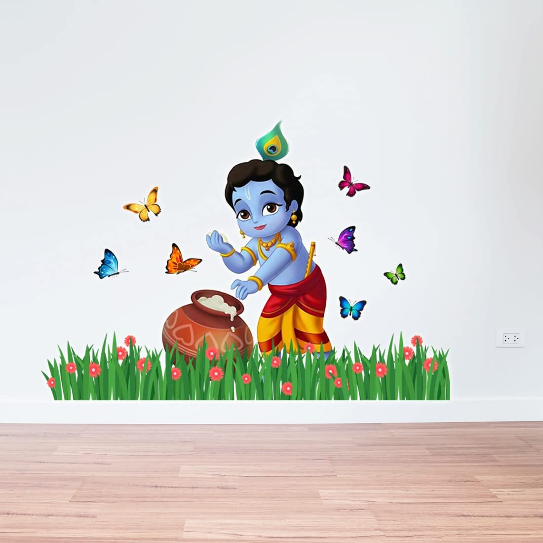 Rangoli Large Modern Art Wall Sticker Multicolour Vinyl Wall Sticker 50 Or 70 Cm Pack Of 1,