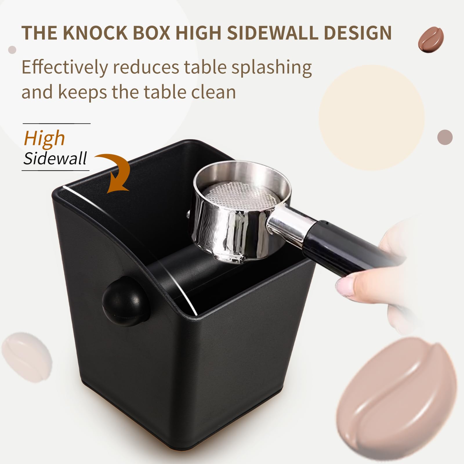 Iaosen Knock Box Square High Sidewall Design Espresso Knock Box Tamping Mat Espresso Machine Accessories Set Of 2 With Removable