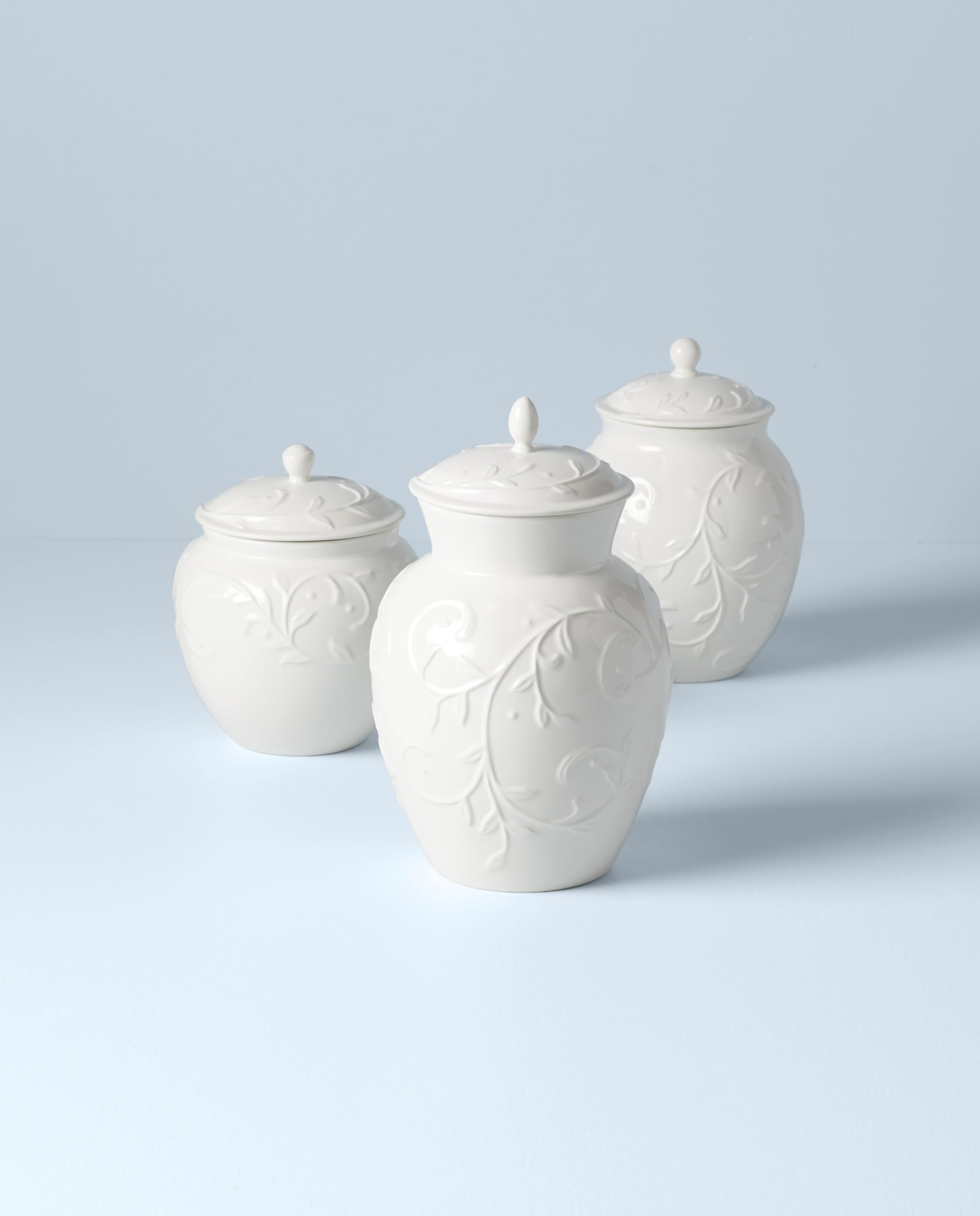 Lenox Opal Innocence Carved 3-Piece Canister Set  6.00 LB  White