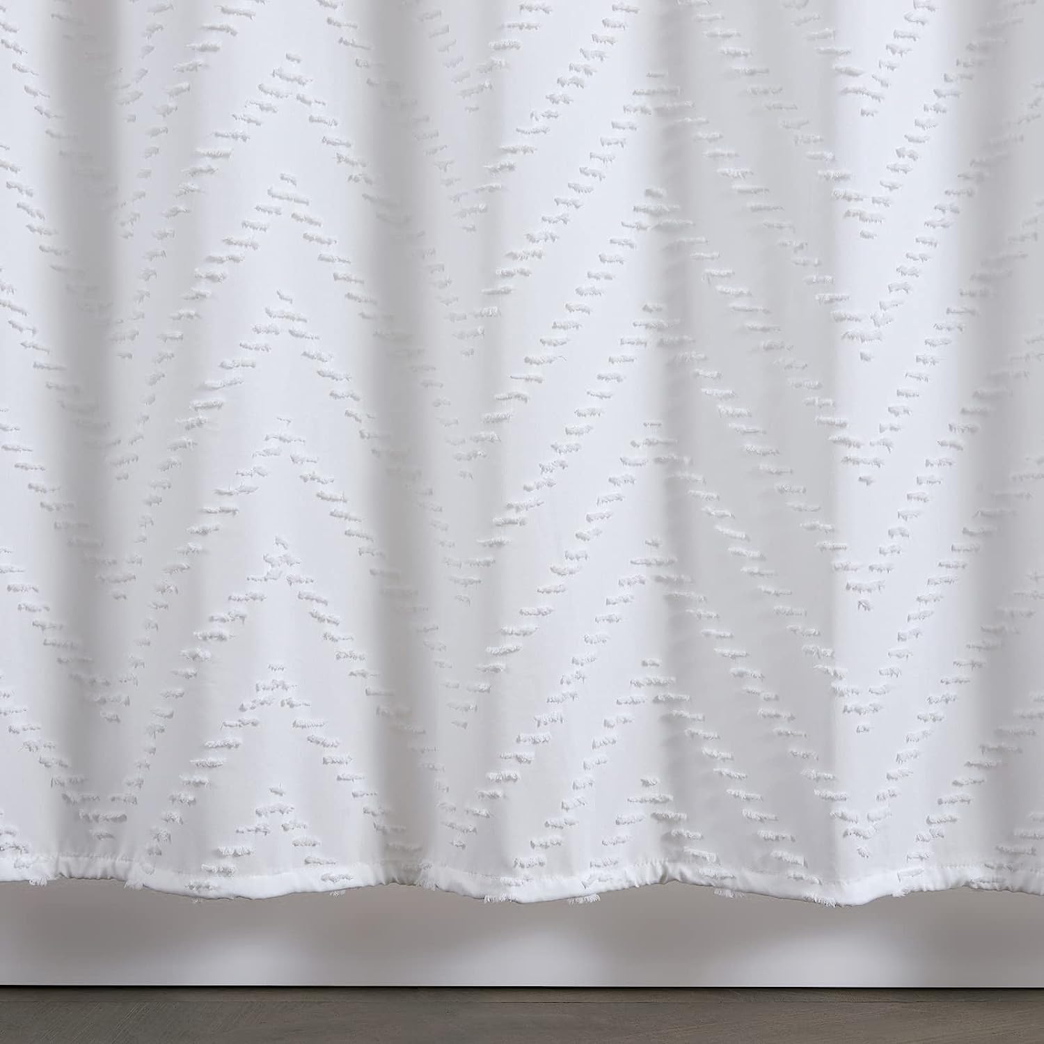 96Inche Extra Long Shower Curtains 72 X 96 Inches White Tufted Chevron Striped Fabric Shower Curtains For Bathroom Modern Shabby