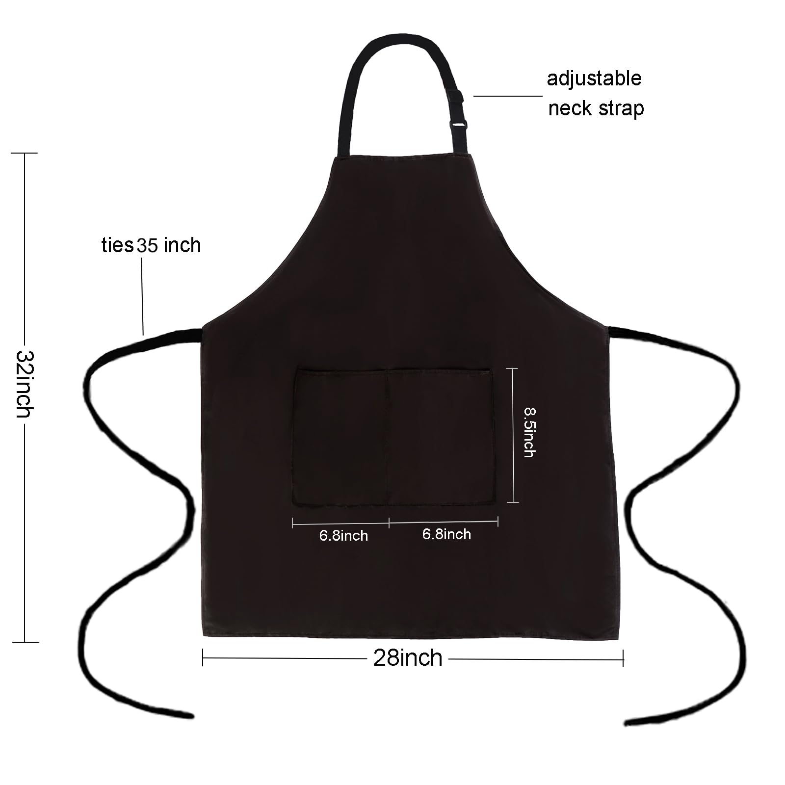 Missowl 2 Pack Adjustable Bib Apron With 2 Pockets Long Ties Kitchen Cooking Chef Aprons For Women Men Black
