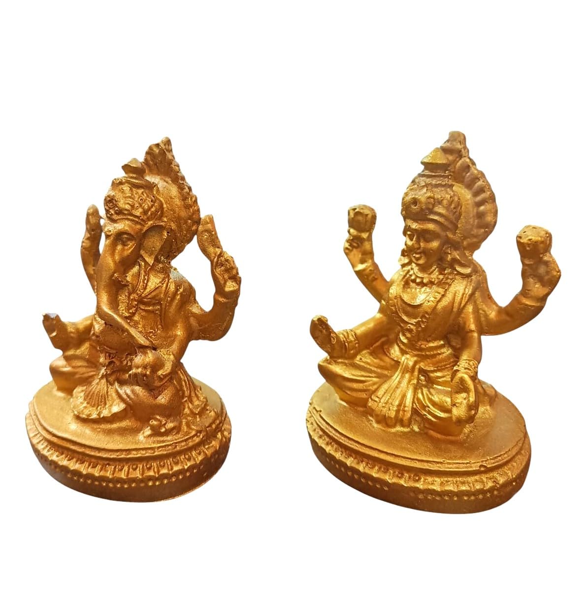 Ani Divine Polyresin Lakshmi Ganesh Idol Pair Golden Statues For Home Temple, Auspicious Gifting, Diwali Puja, Office, Shop
