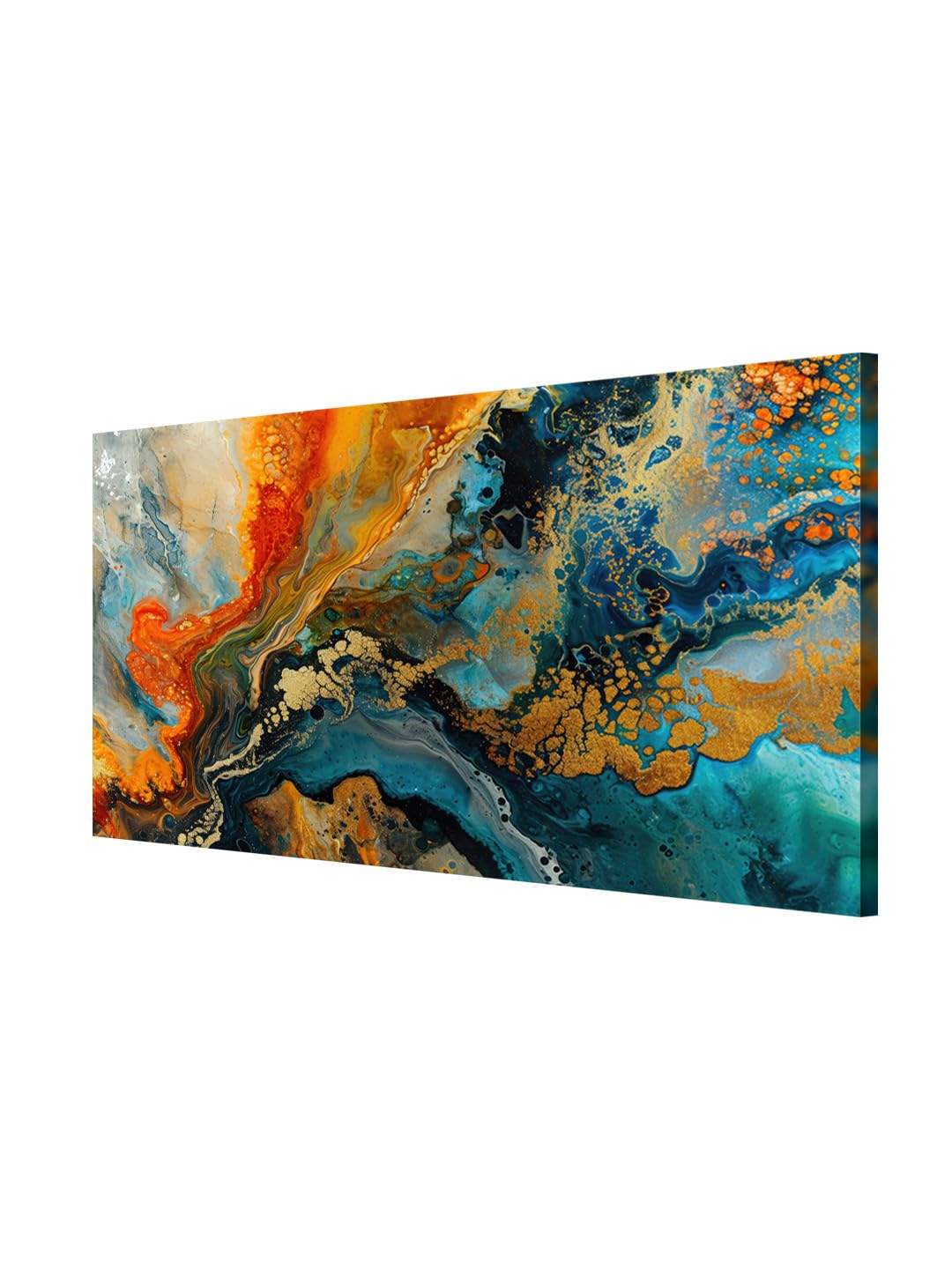 999Store Fiery Abstract Canvas Painting - Bold Red And Blue Art Print - Dynamic Wall Art 24X48 Inches Framed Art (Flp24480726)