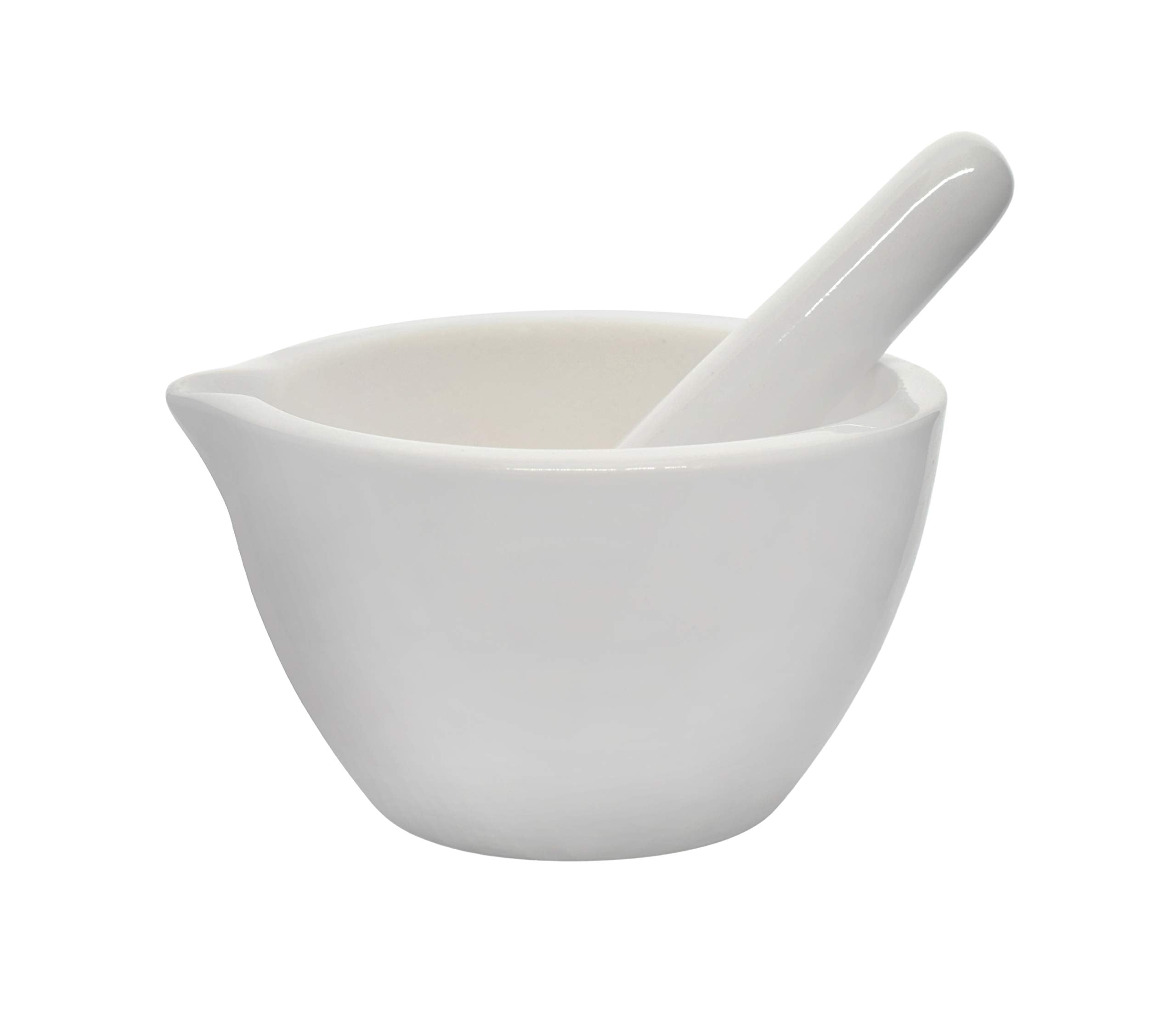 Porcelain Mortar & Pestle Set, 5oz (150ml) - Unglazed Grinding Surface - Excellent for Kitchen or Laboratory - Grinds Powdered C