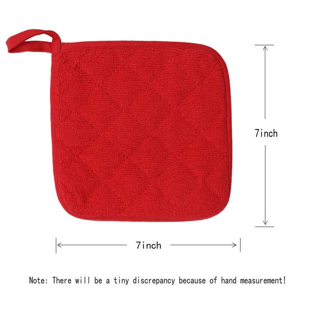 Cotton Pot Holders Cotton Made Machine Washable Heat Resistant Everyday Kitchen Basic Terry Pot Holder, Hot Pads, Trivet For Coo