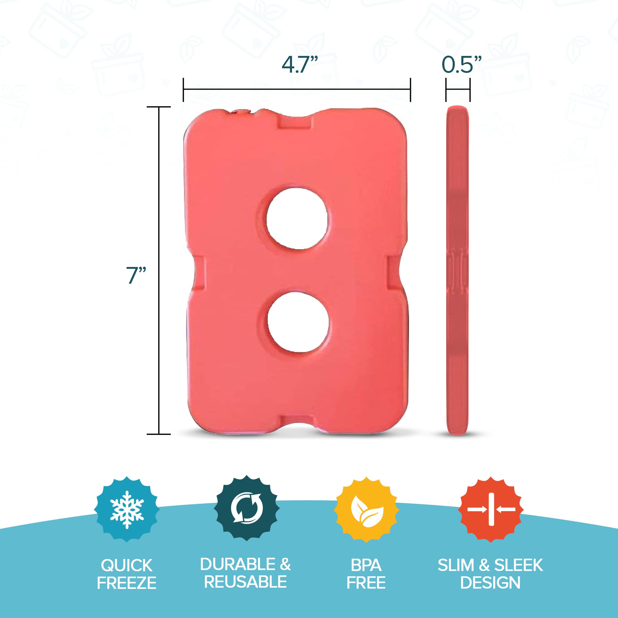 Ice Packs For Lunch Bags - Original Cool Pack | Slim & Long-Lasting Reusable Ice Pack For Lunch Box, Lunch Bag And Cooler | Free