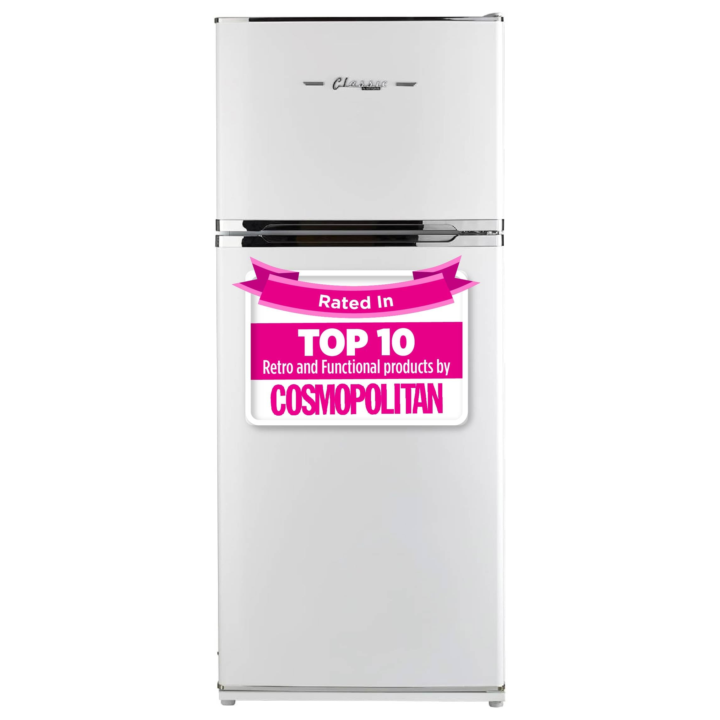 Unique Appliances Off-Grid Classic Retro Solar Powered DC Refrigerator with Top Freezer, Fridge for Bedroom, Campsite, and Off-G
