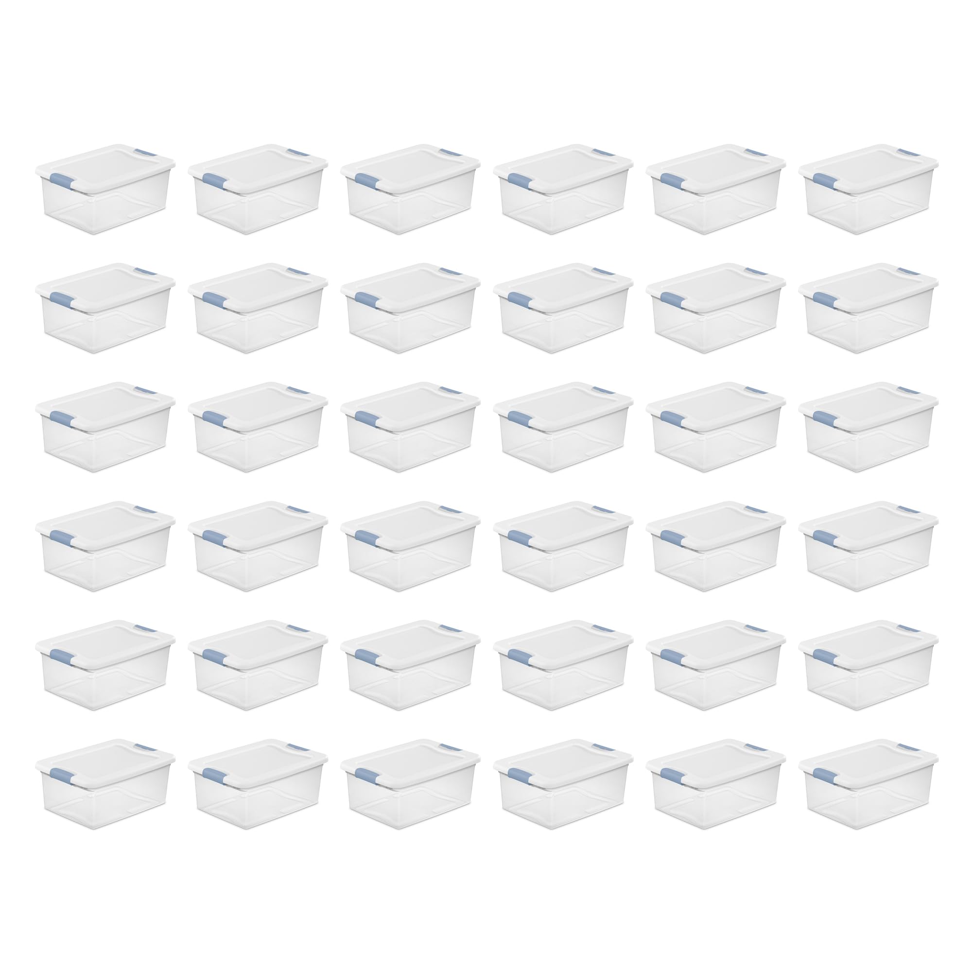 Sterilite 36-Pack Latching Box, Stackable Storage Bins With Lids, Clear Plastic, 15 Quart