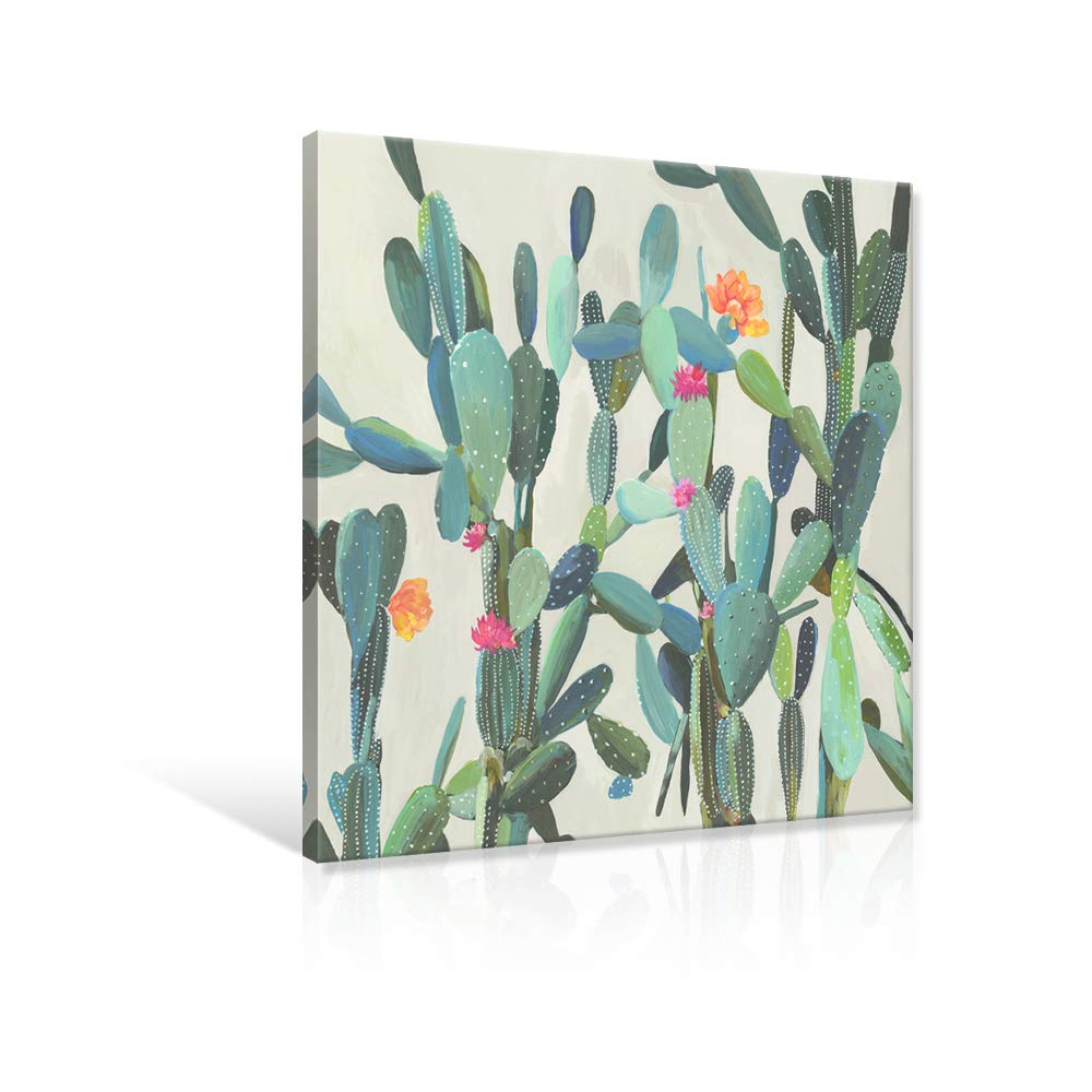 JAPO ART Cactus Wall Art Succulent Boho Wall Decor Plant Pictures Wall Art Southwest Decor Arizona Desert Catctus Decor Pictures Desert Poster Wall Hanging Decor for Kitchen Bathroom Decor 24x24 Inch