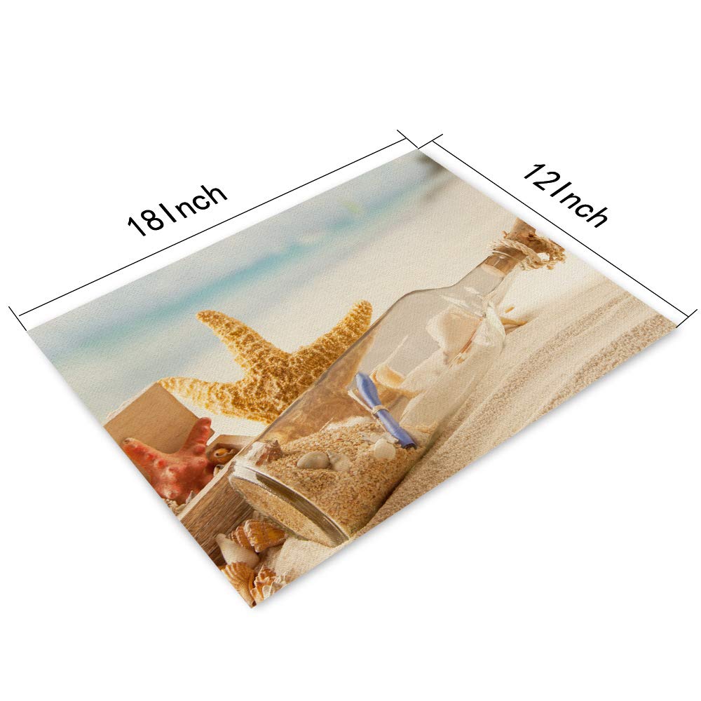 Starfish Placemats Set Of 4, Beach Starfish Mediterranean Placemats Heat Resistant For Dining Table Non-Slip 18X12 Inches