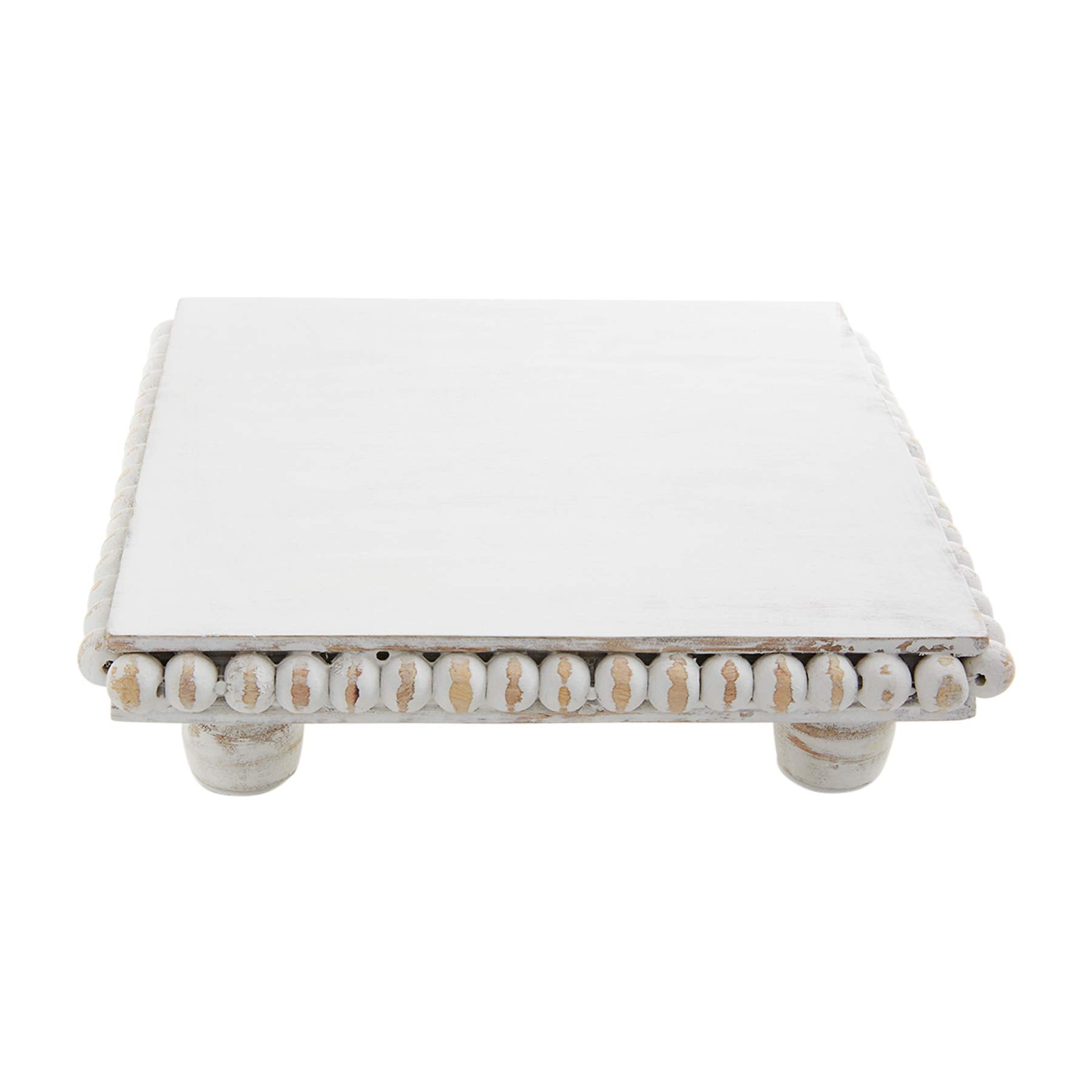 Mud Pie White Wood Beaded Trivet, 8'' X 8''
