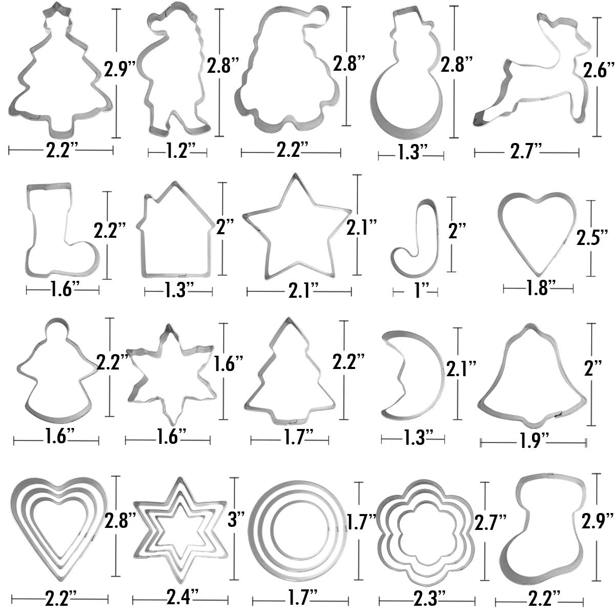 Artcome 40Pcs Christmas Cookie Decorating Tool Set, 28Pcs Cookie Cutters, 6Pcs Easy Squeeze Write Bottles And 6Pcs Sugar Stir Ne