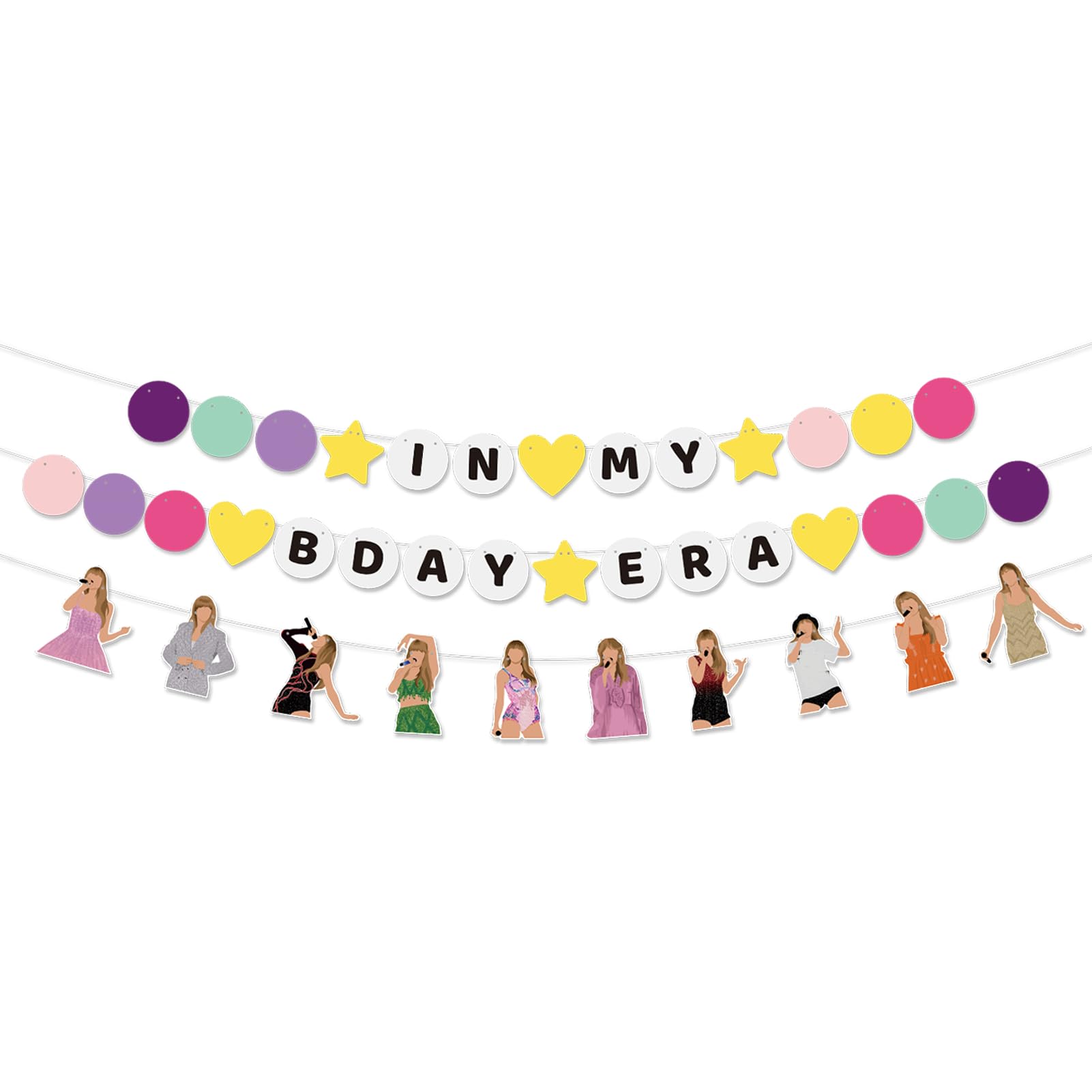 Pre-strung In My Birthday Era Banner Friendship Bracelet Garland for Singer Birthday Party Decorations Bday Photo Booth Backdrop