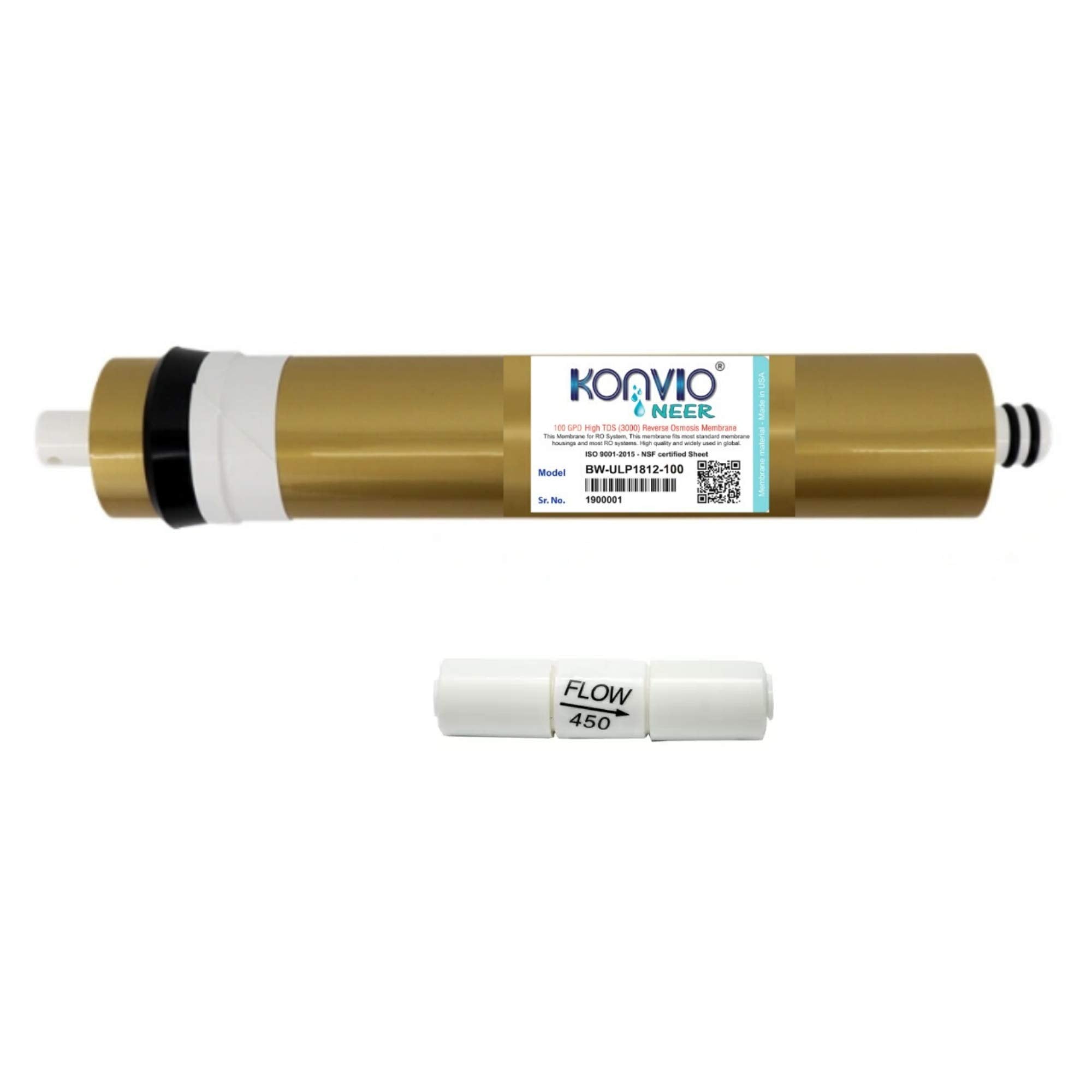 Konvio Neer High 3000 Tds Membrane Spare For All Type Of Ro Water Purifiers (1, 100 Gpd With Fr)