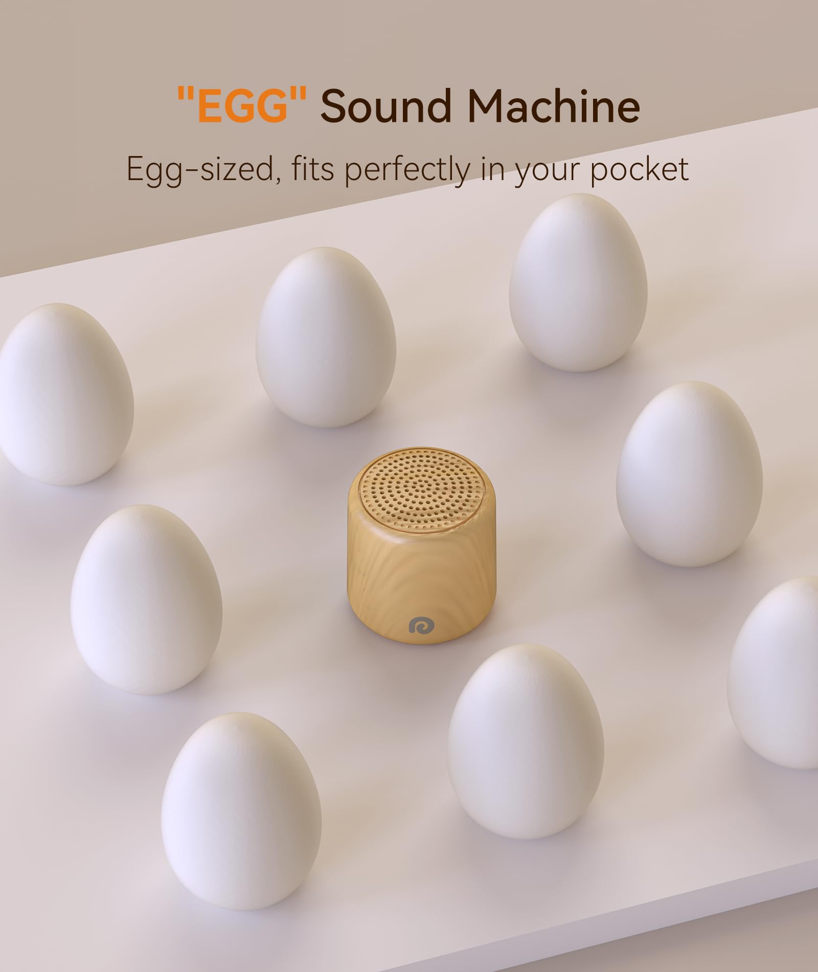 Dreamegg Sound Machine for Baby&Adults - Travel Sound Machine for Sleep, Features Powerful Battery, Egg-Sized, 16 Soothing Sound