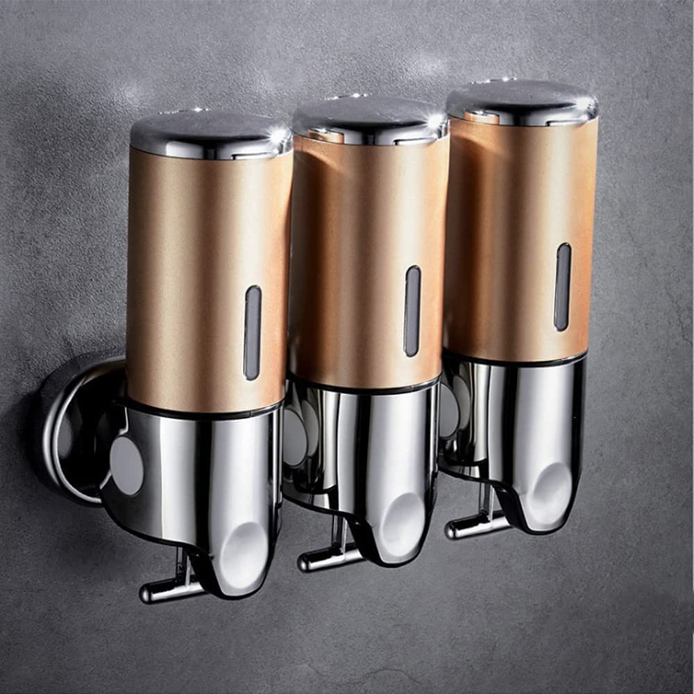 Prosfalt 3 In 1 Wall Mounted Bathroom Shower Pump Dispenser And Organizer-Holds Shampoo, Soap, Conditioner, Shower Gel, For Bath