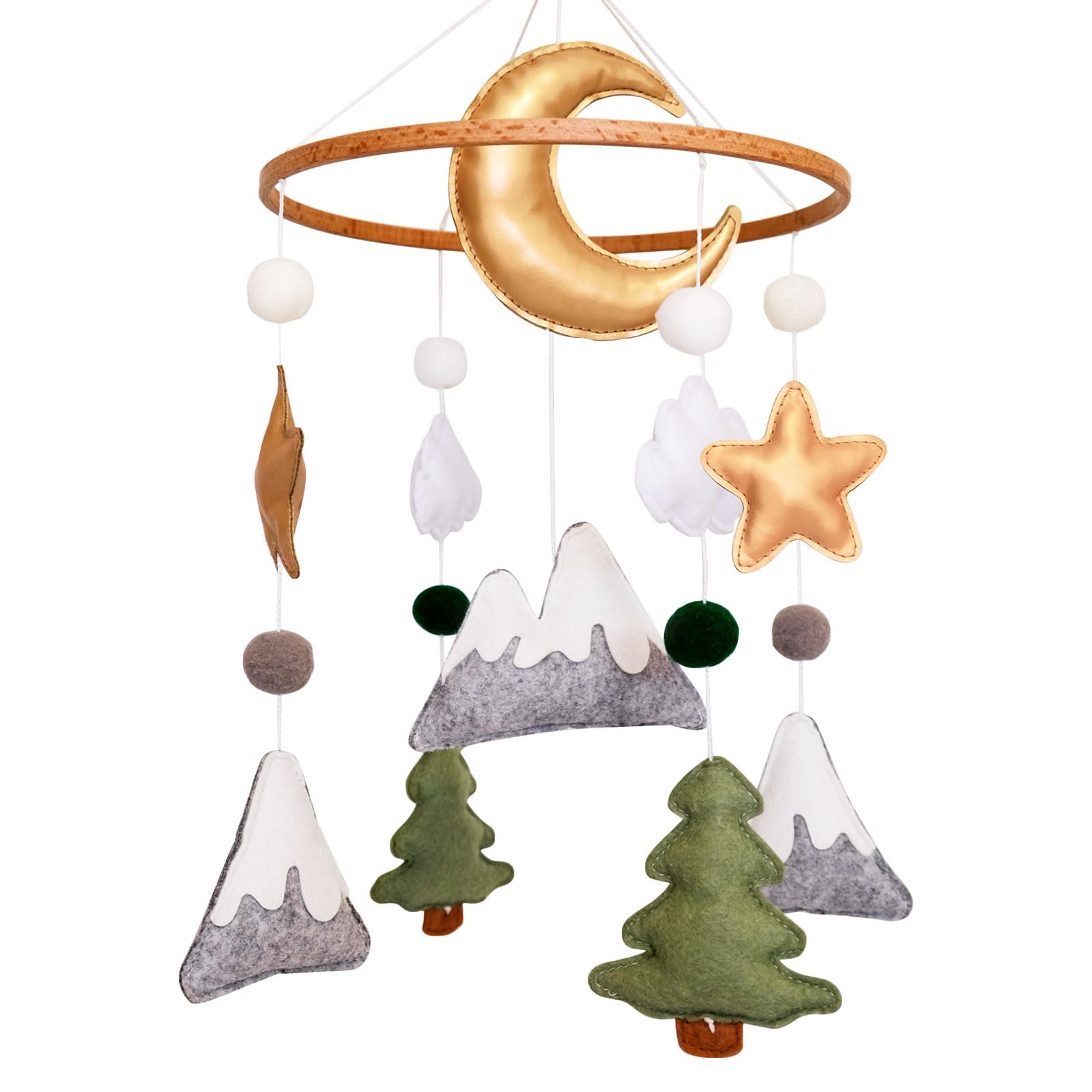 Woodland Baby Crib Mobile, Mountain Mobile for Crib for Boys & Girls, Neutral Nursery Mobile, Baby Shower Gift, with Moon, Trees