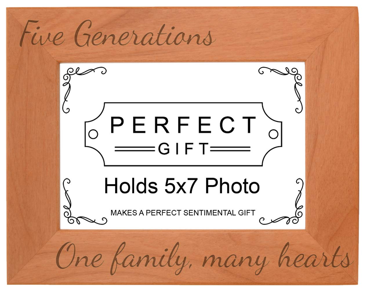 Gifts For All By Rachel Olevia Five Generations One Family Many Hearts Natural Wood Engraved 5x7 Landscape Picture Frame Wood